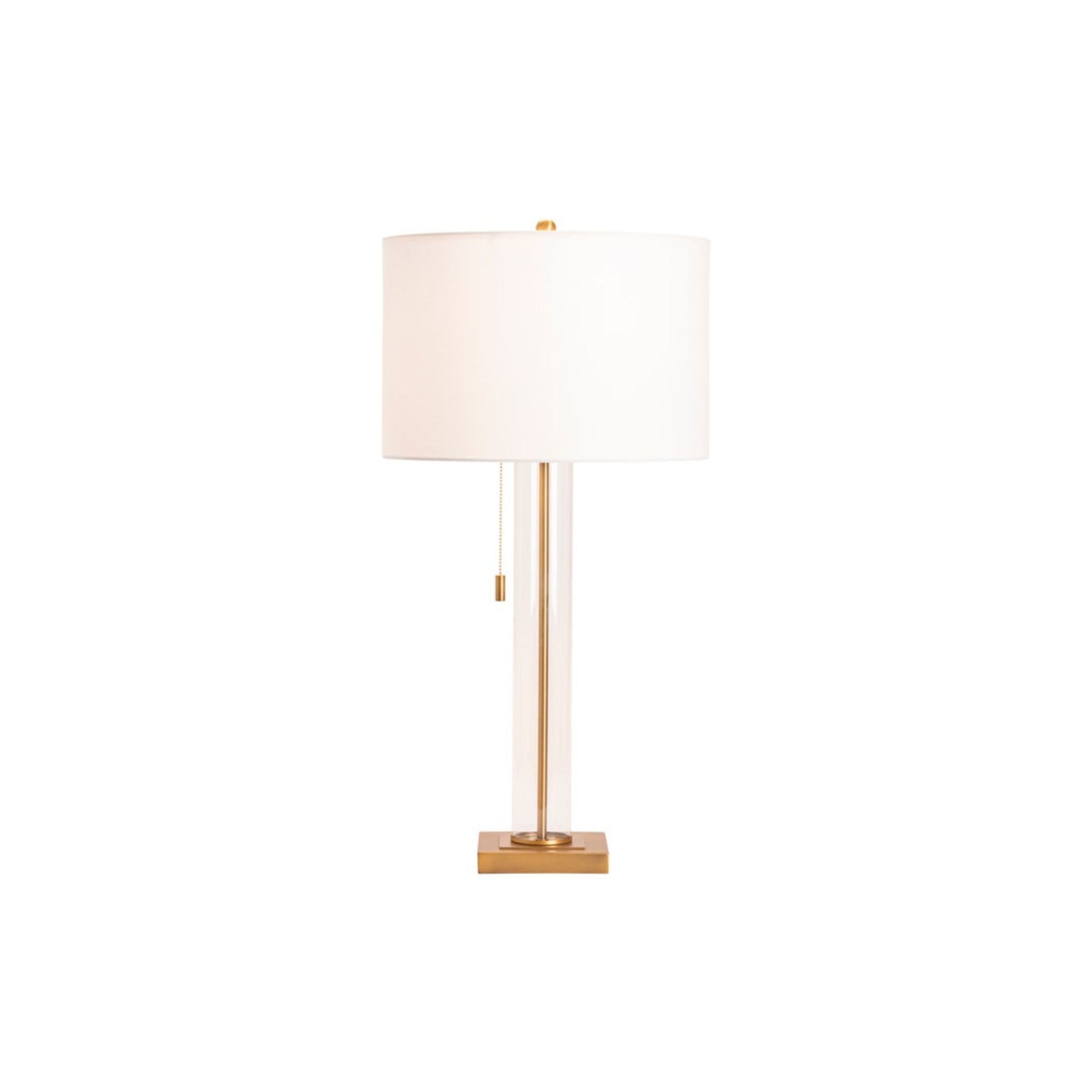 Glass and Brass Table Lamp 29.5"H