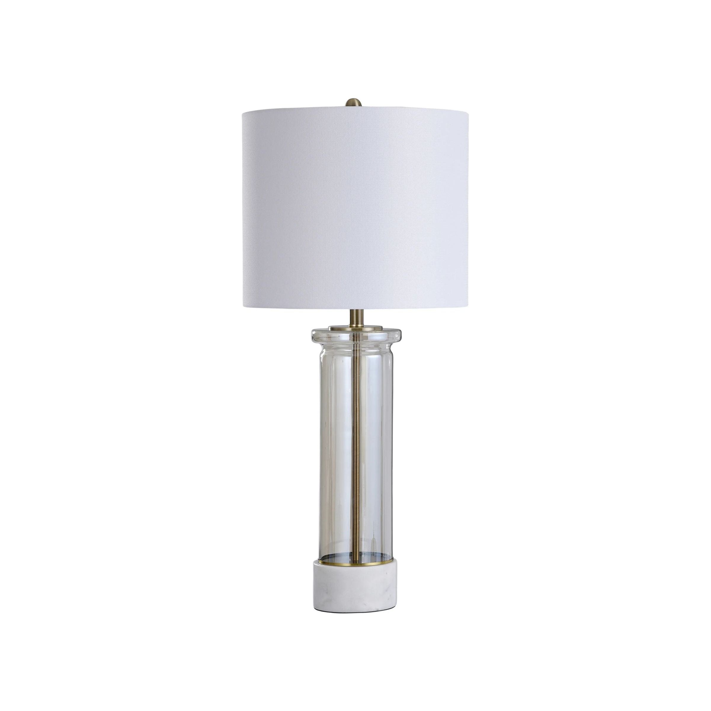 Plated Glass and Marble Table Lamp 34"H