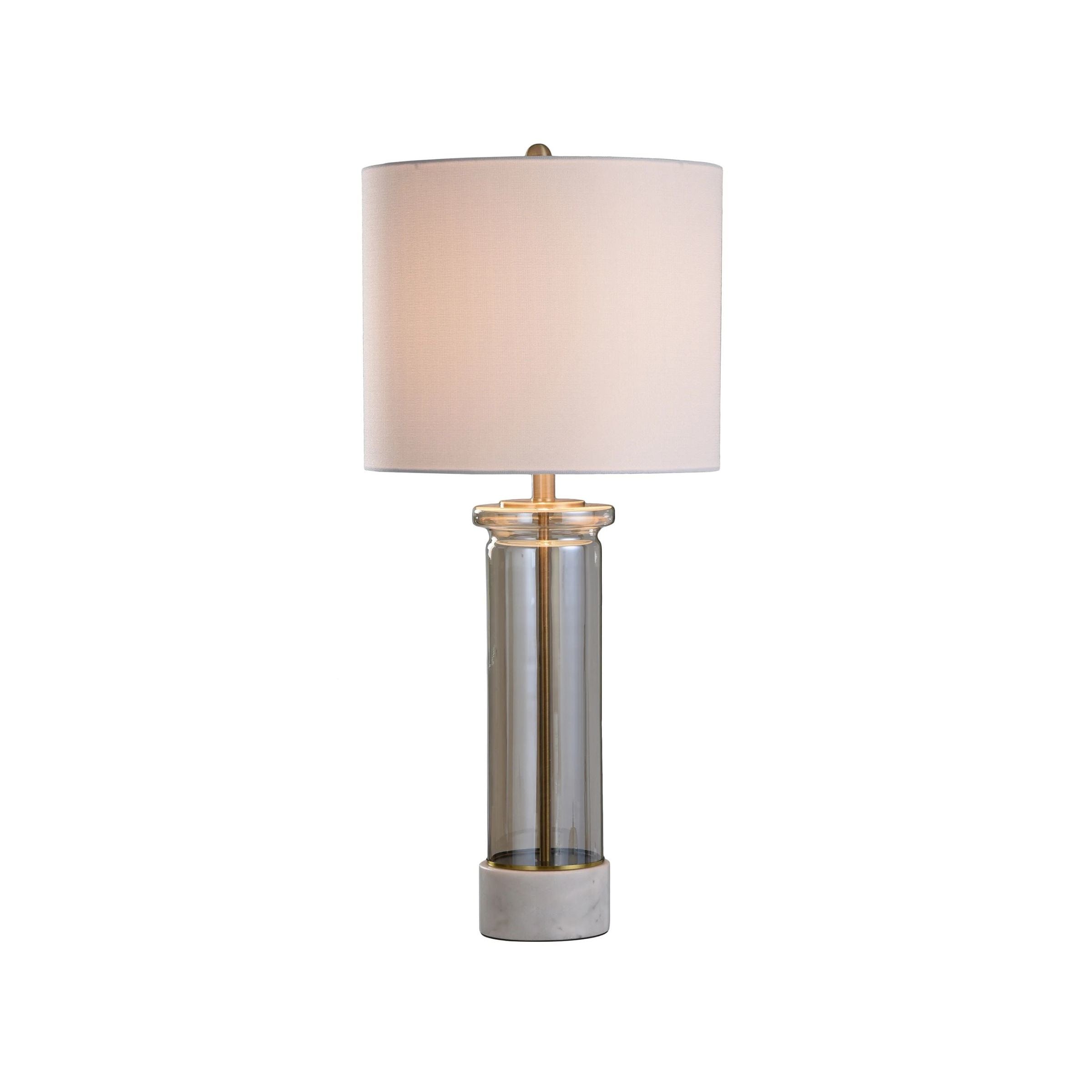 Plated Glass and Marble Table Lamp 34"H
