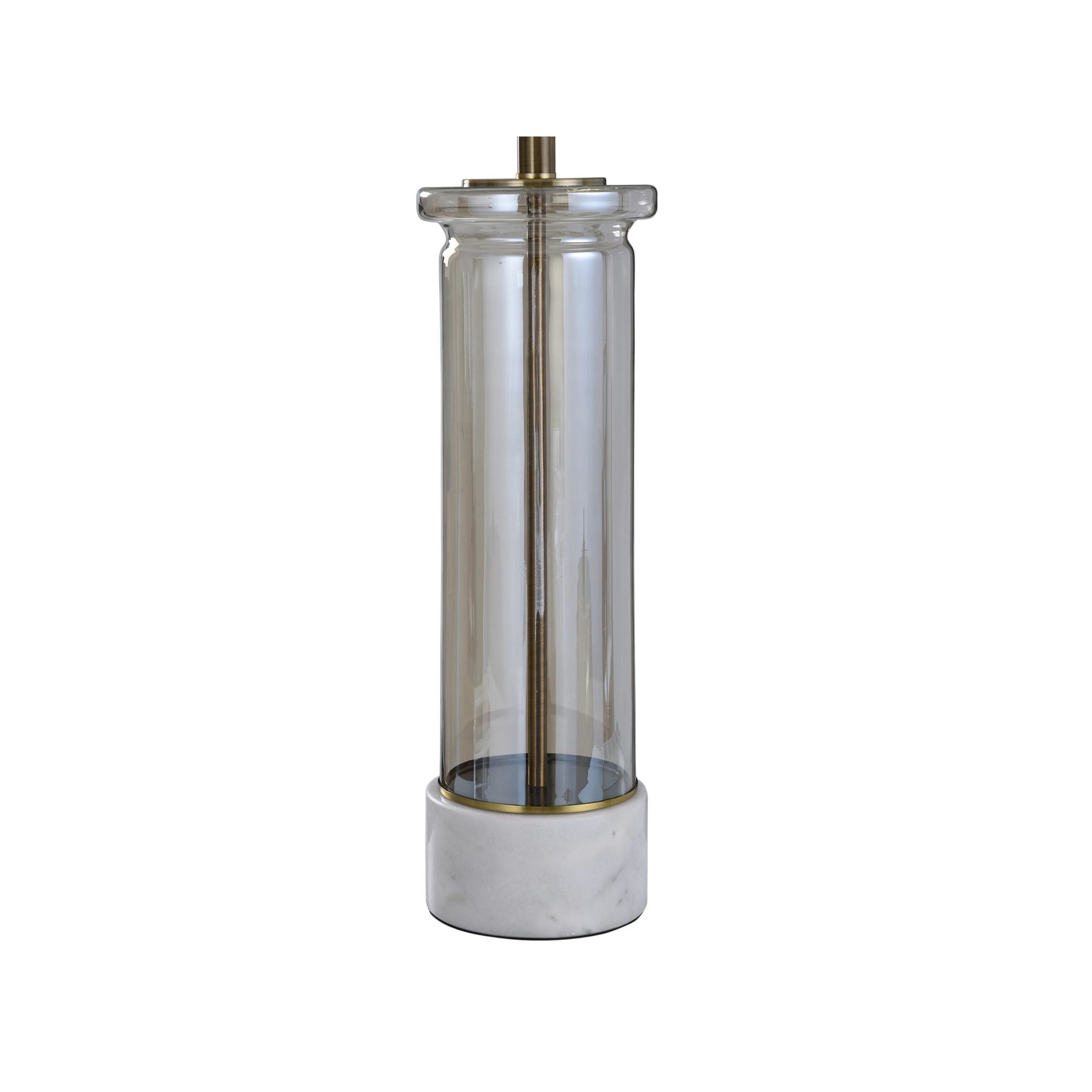 Plated Glass and Marble Table Lamp 34"H