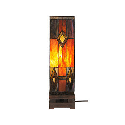Hemlock Browns Tiffany-Style Glass Luminary Lamp 6"W x 21"H