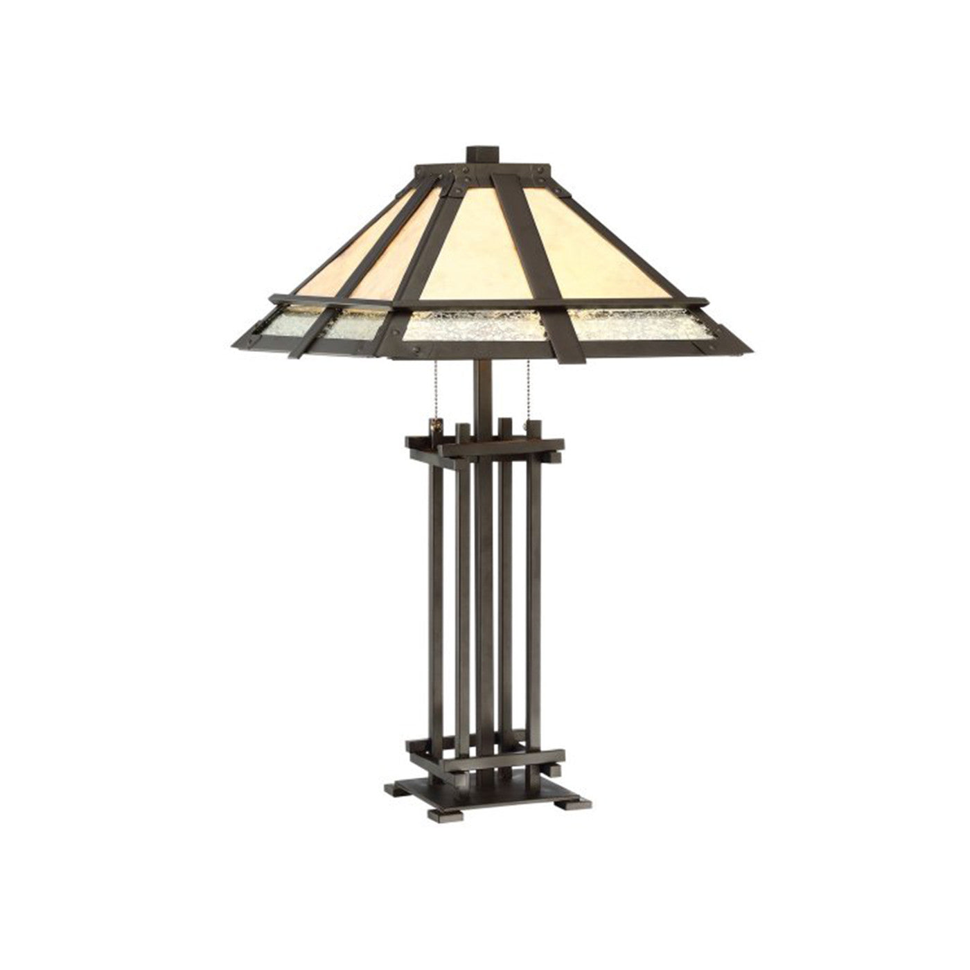 Bronze With Mica and Glass Tiffany Style Table Lamp 27"H