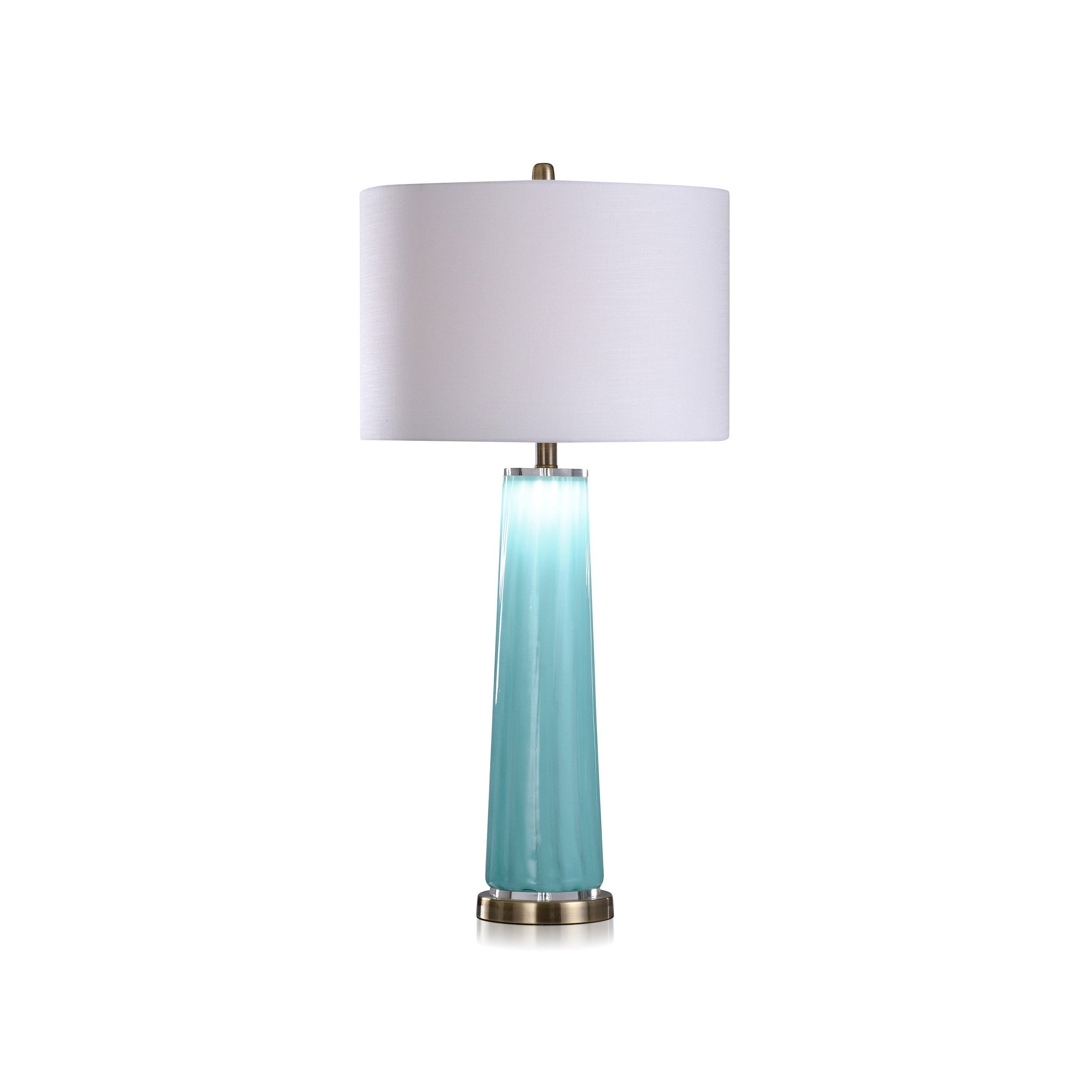 Ocean Blue Glass Table Lamp With Nightlight 34"H