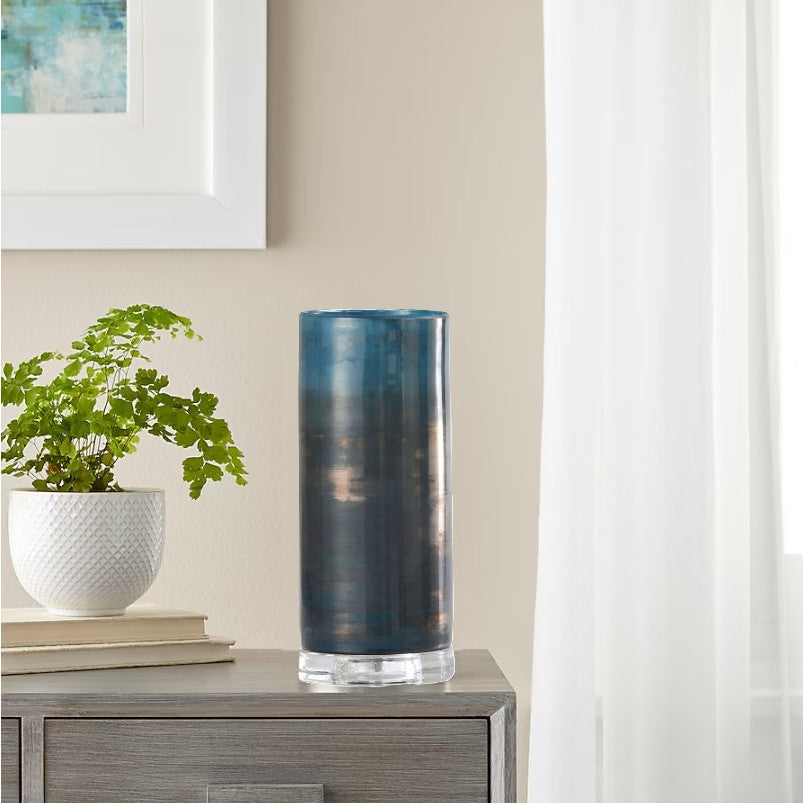 Teal Glass Uplight Accent Lamp 13"H