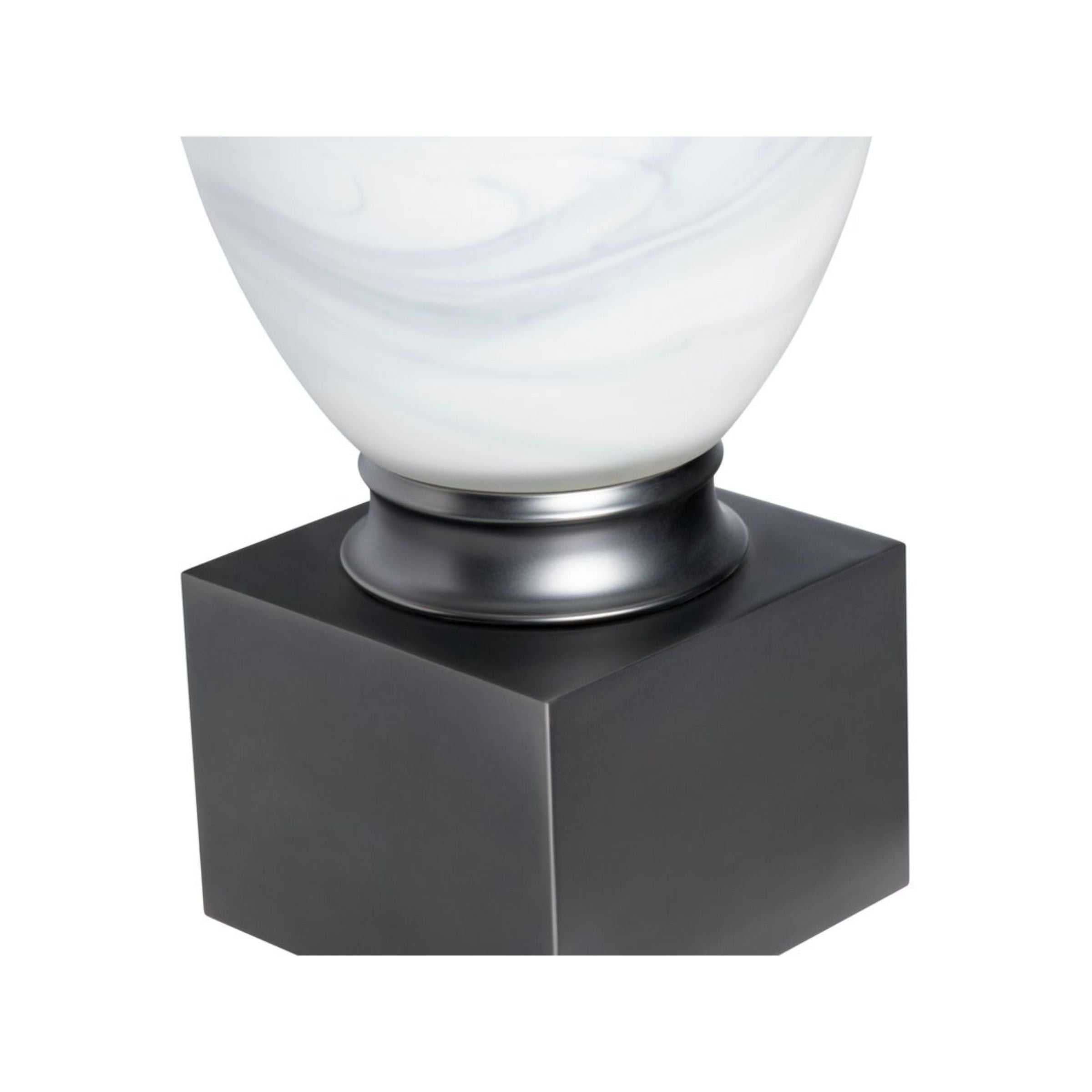White and Black Art Glass Table Lamp With Nightlight 32.5"H