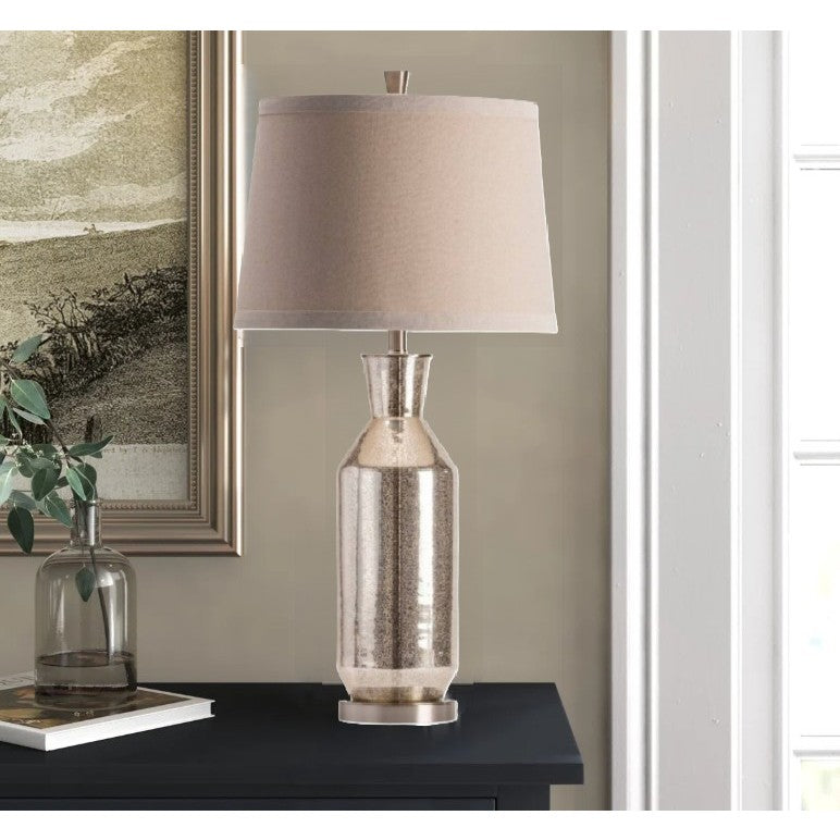 Silver Mercury Glass Table Lamp 34"H