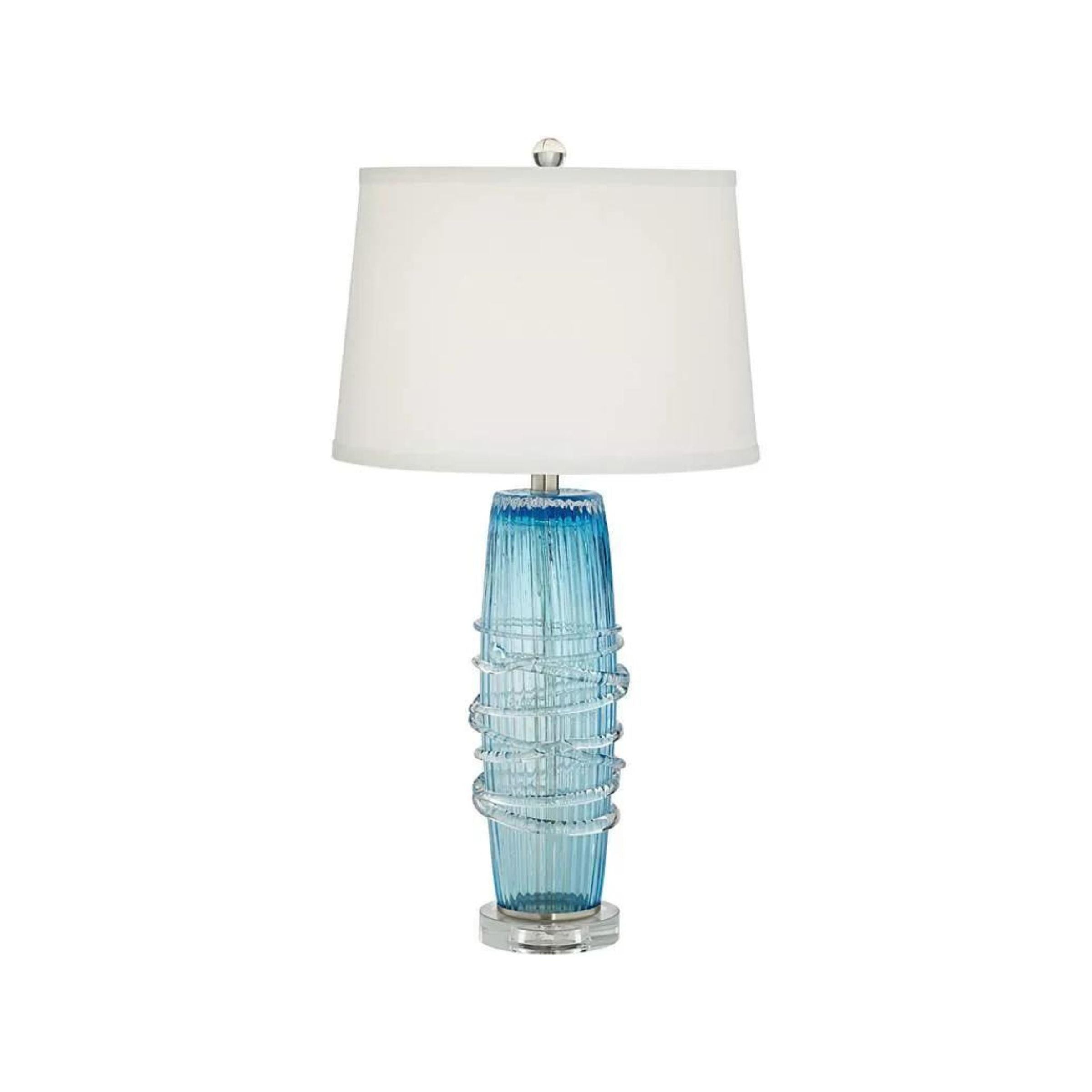Blue Seeded Glass Table Lamp 28.5"H