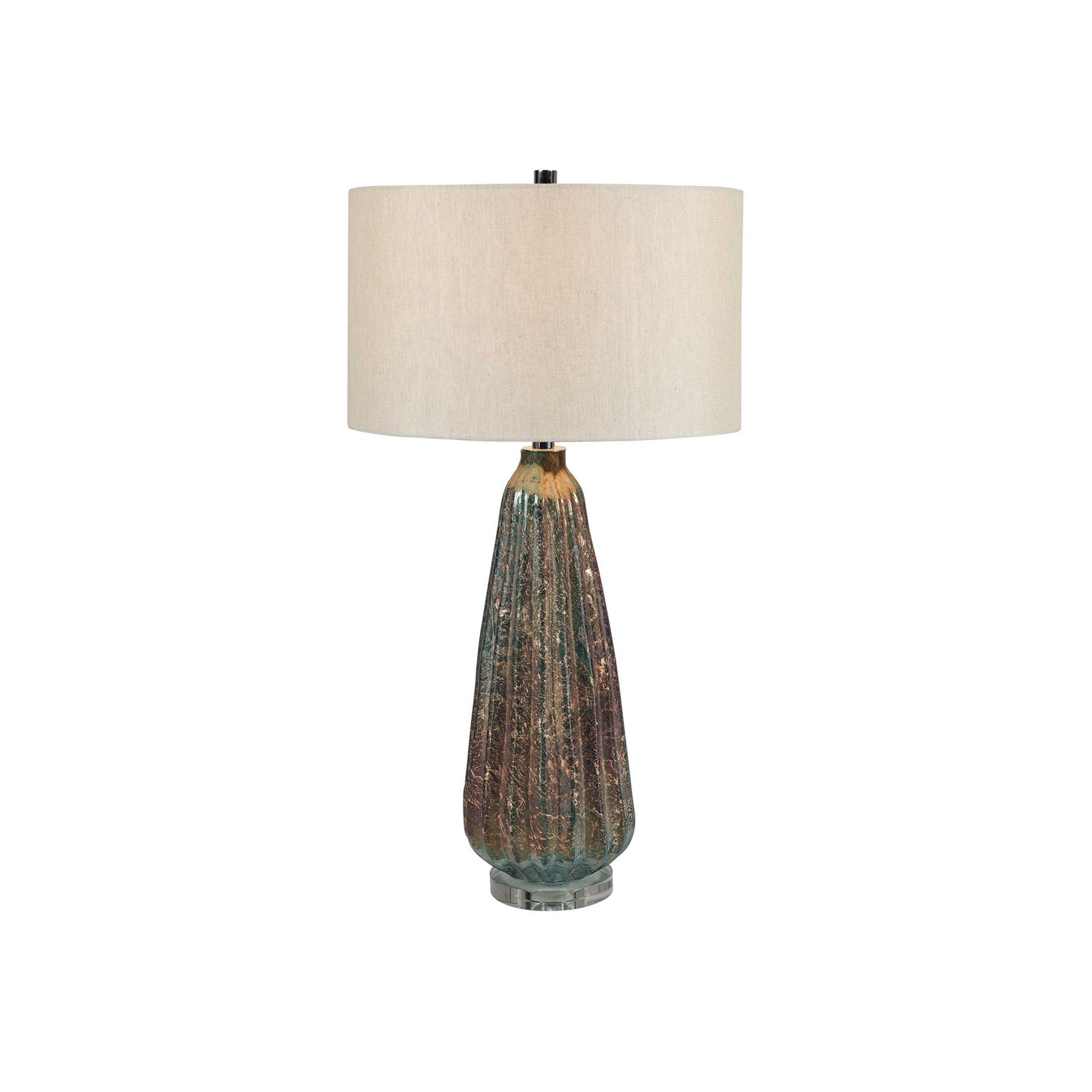 Blue and Rust Art Glass Table Lamp 32"H