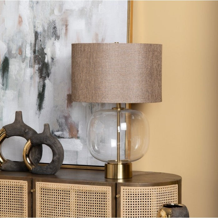 Clear Glass with Gold Shade Table Lamp 28"H