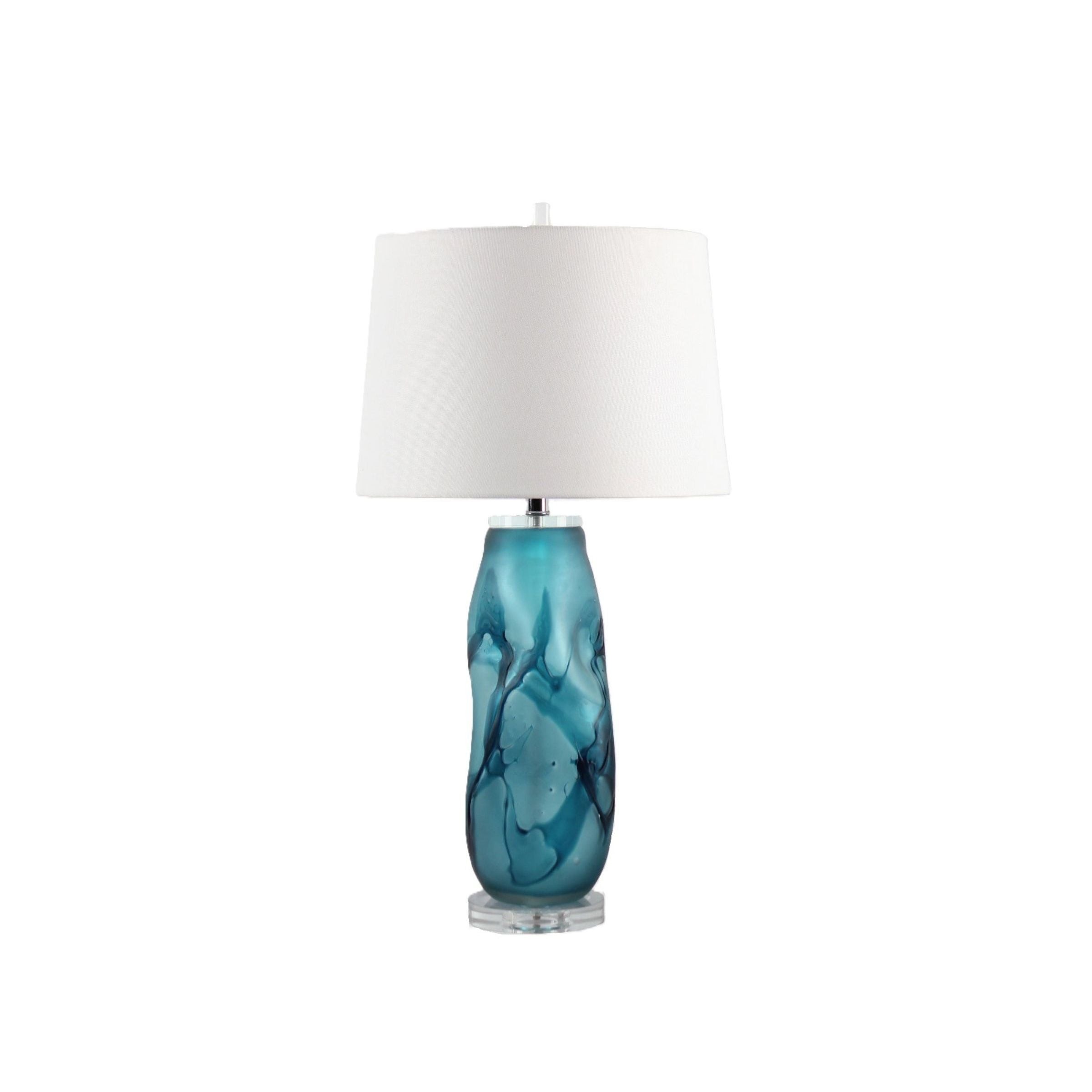 Sea Blue Glass Table Lamp 31"H