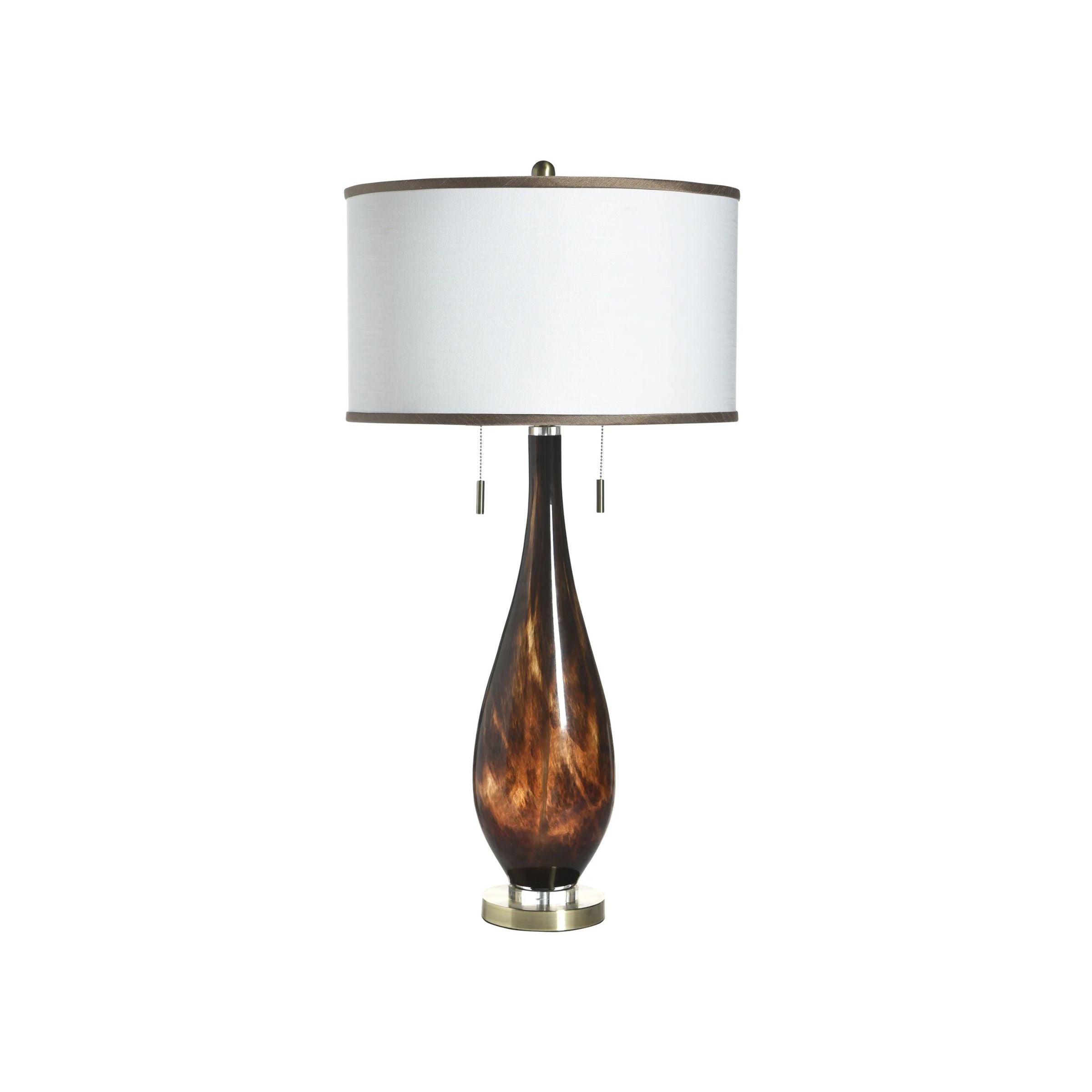 Brown and Gold Glass Table Lamp 36"H