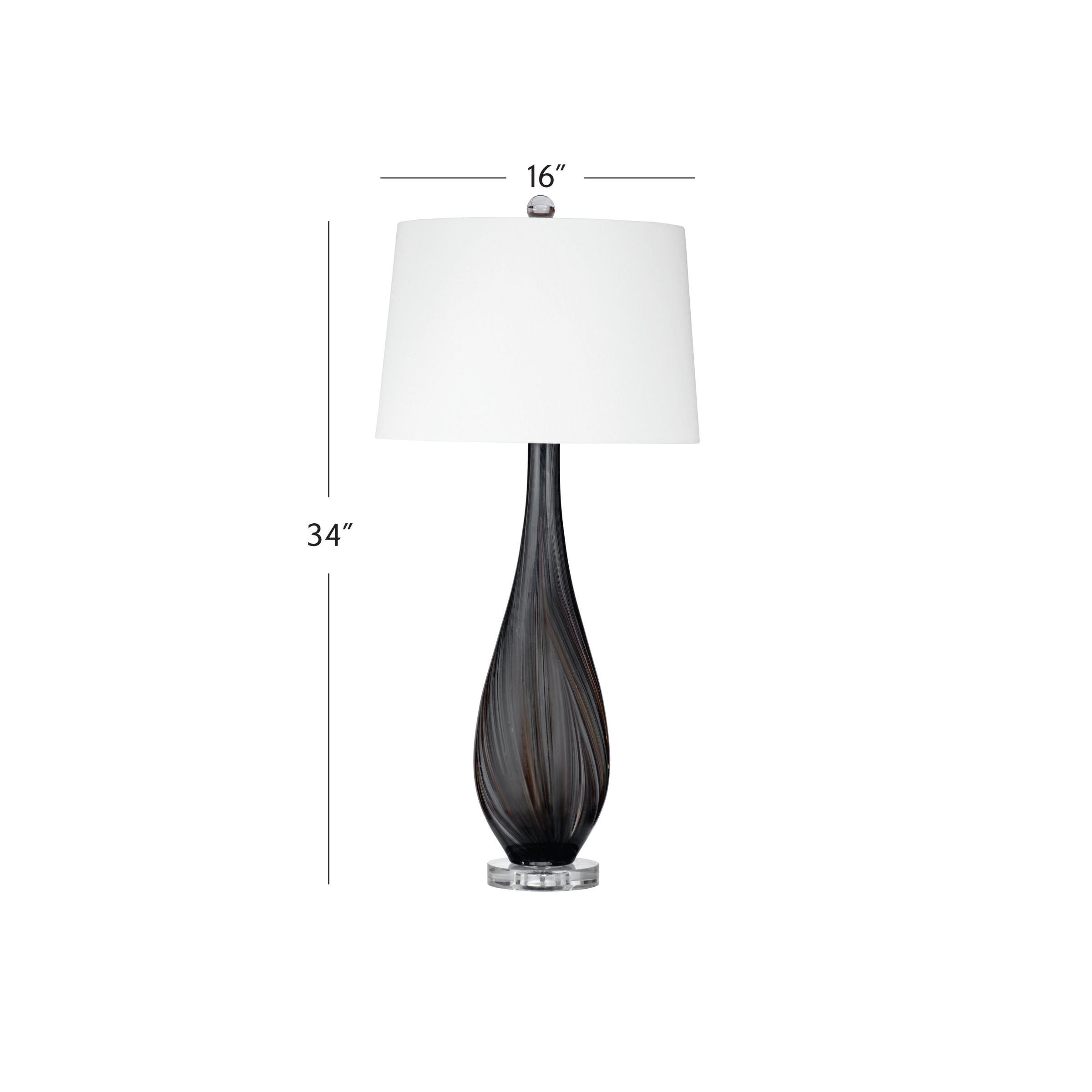 Black Art Glass Table Lamp 34"H
