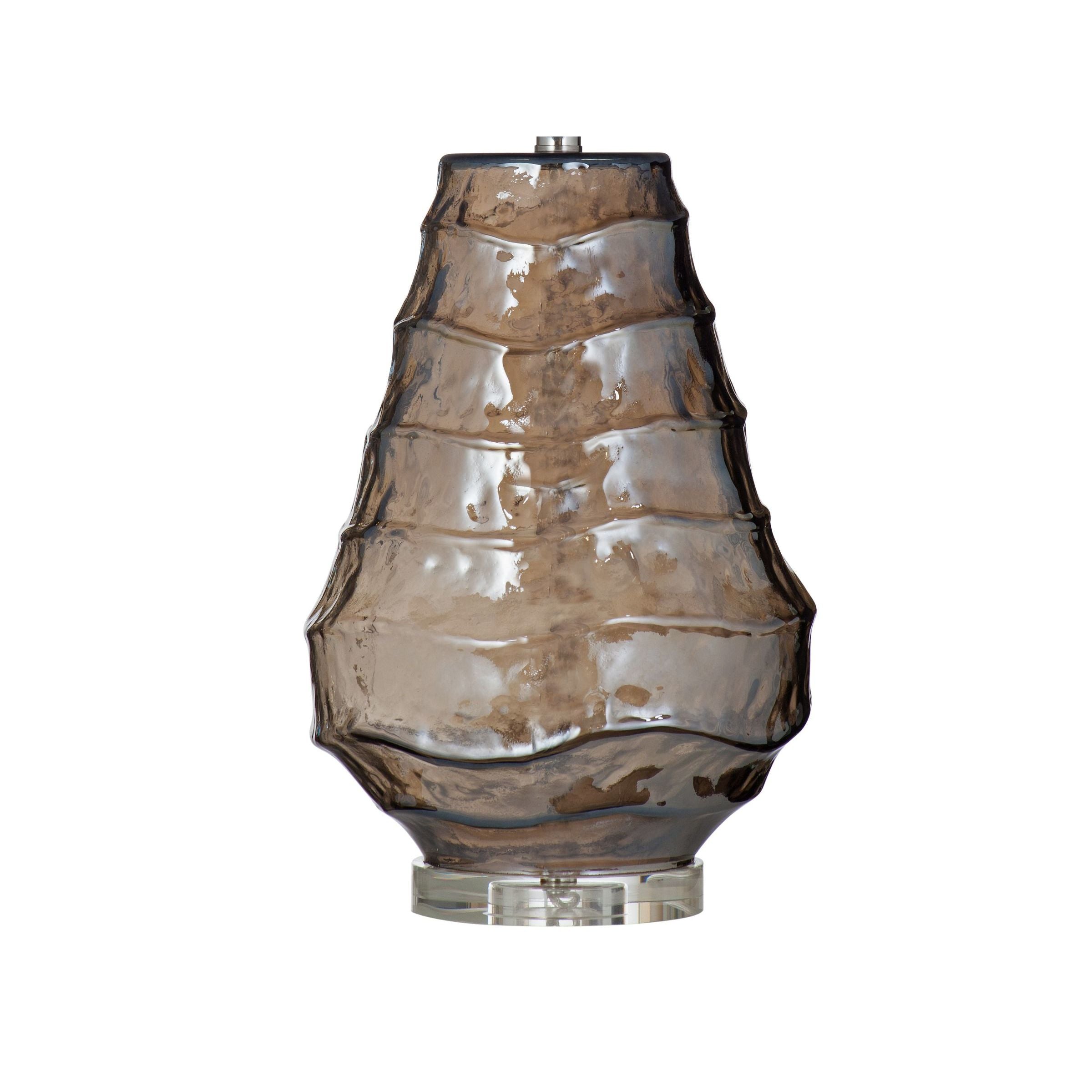 Taupe Art Glass Table Lamp 30"H