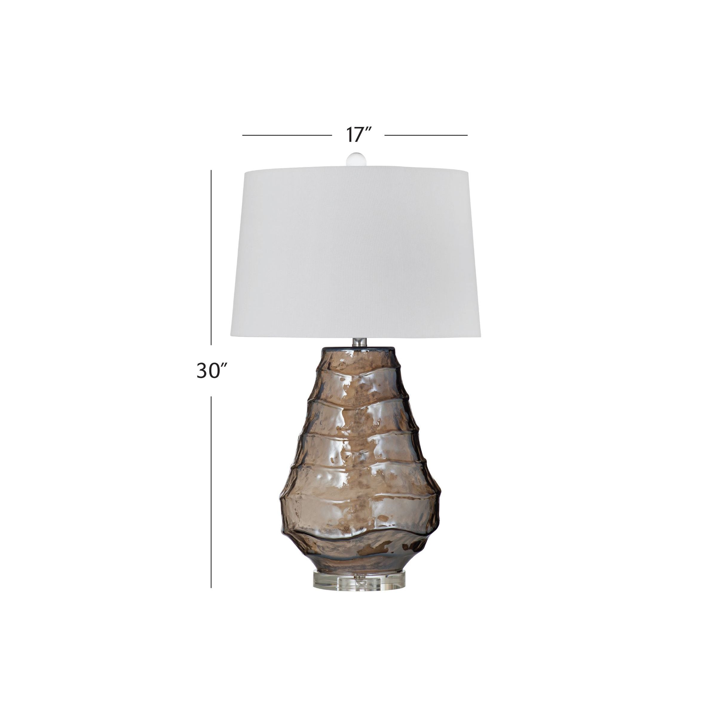 Taupe Art Glass Table Lamp 30"H