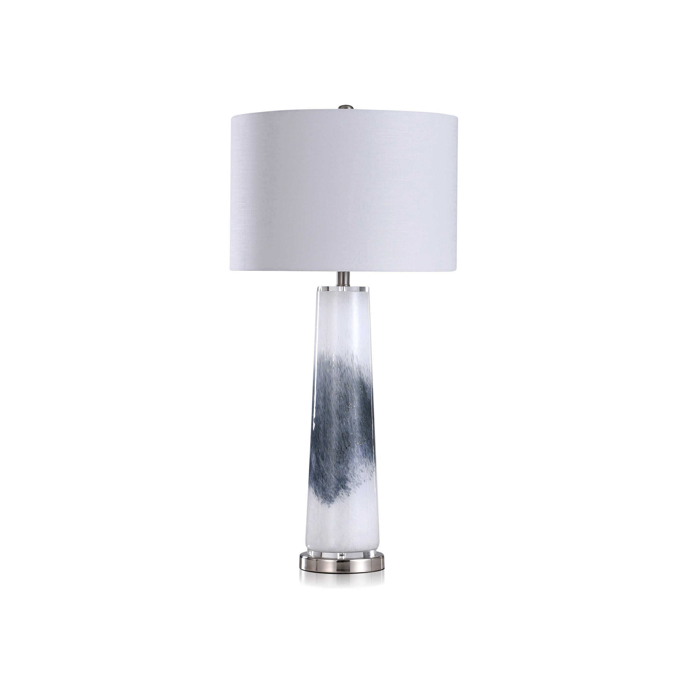 White and Charcoal Art Glass Table Lamp With Nightlight 39"H
