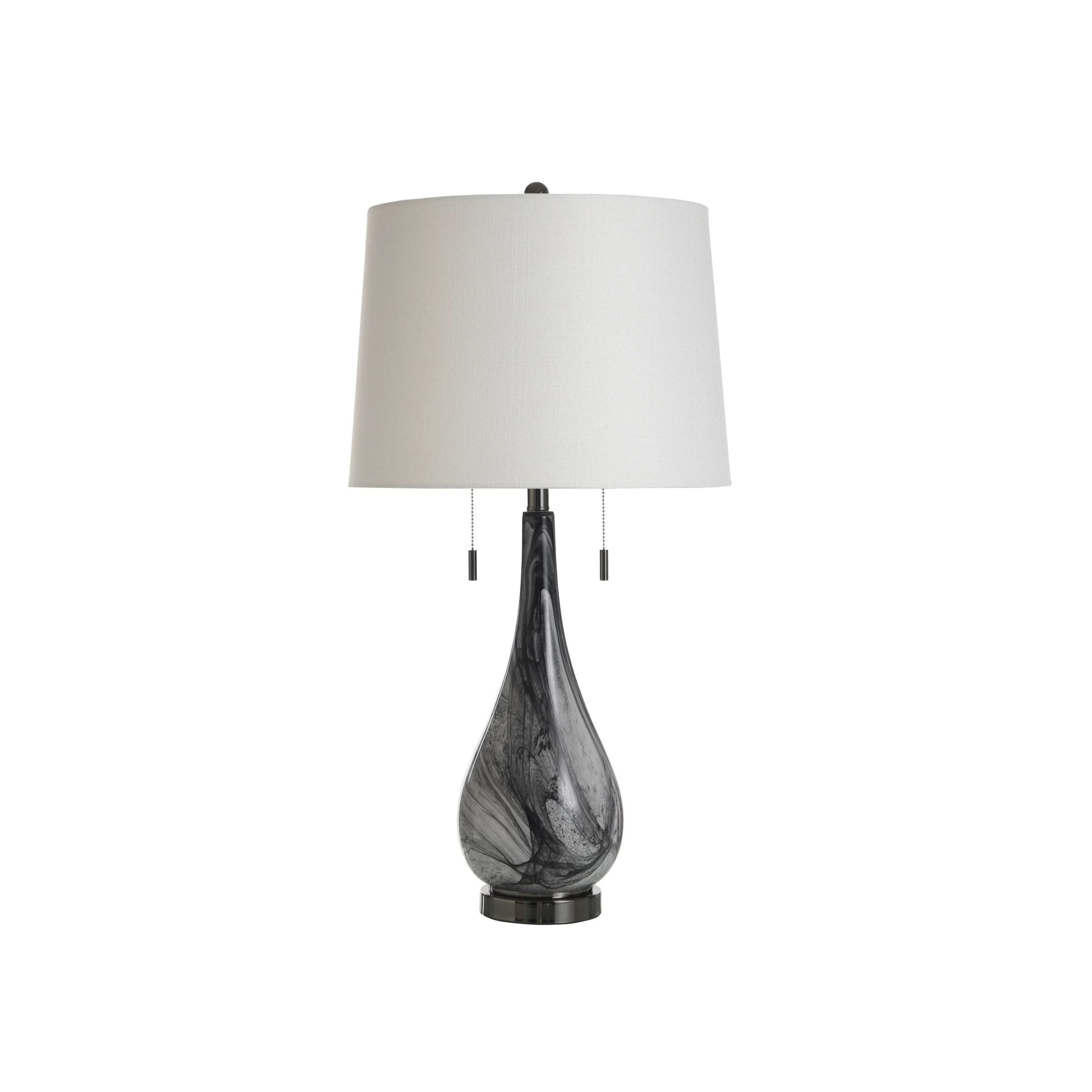 Black Swirl Glass Table Lamp 33"H