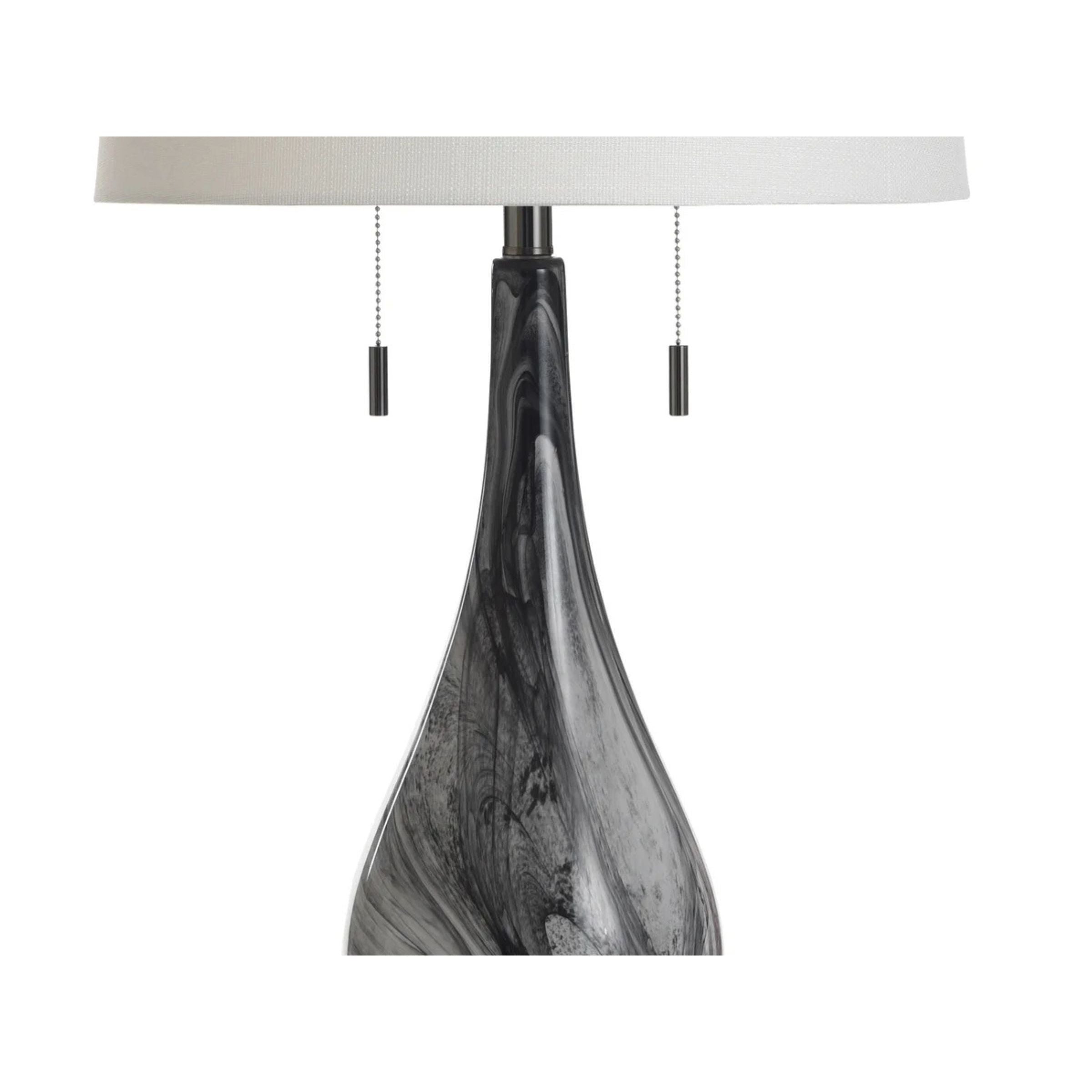 Black Swirl Glass Table Lamp 33"H