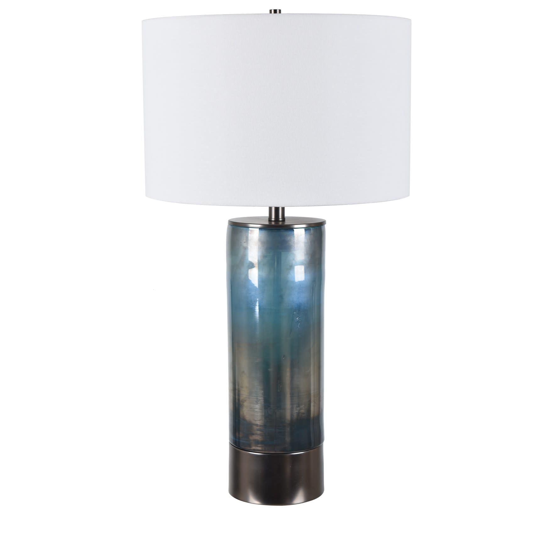 Blue Iridescent Glass Table Lamp 29.5"H