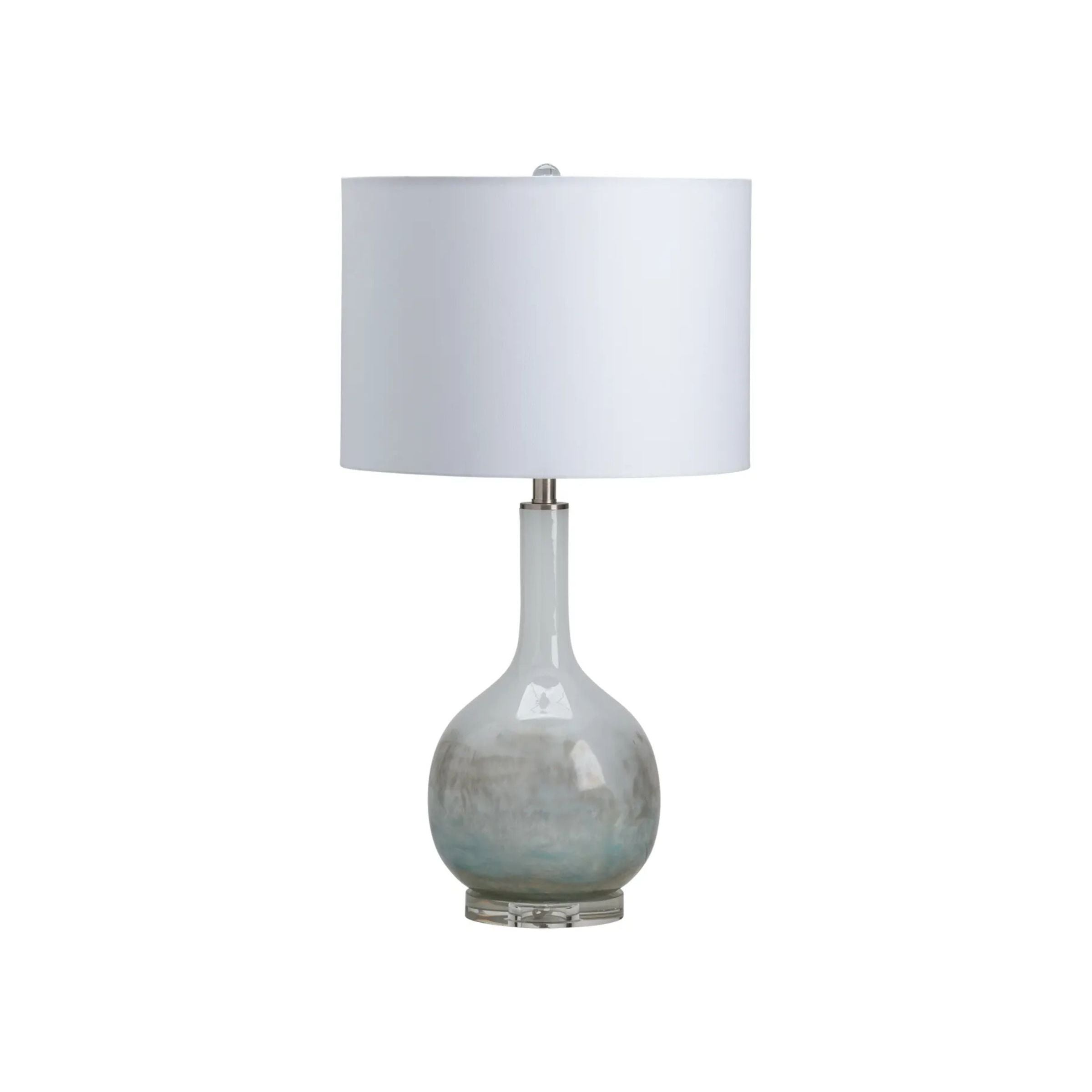 Grey and White Iridescent Glass Table Lamp 31"H