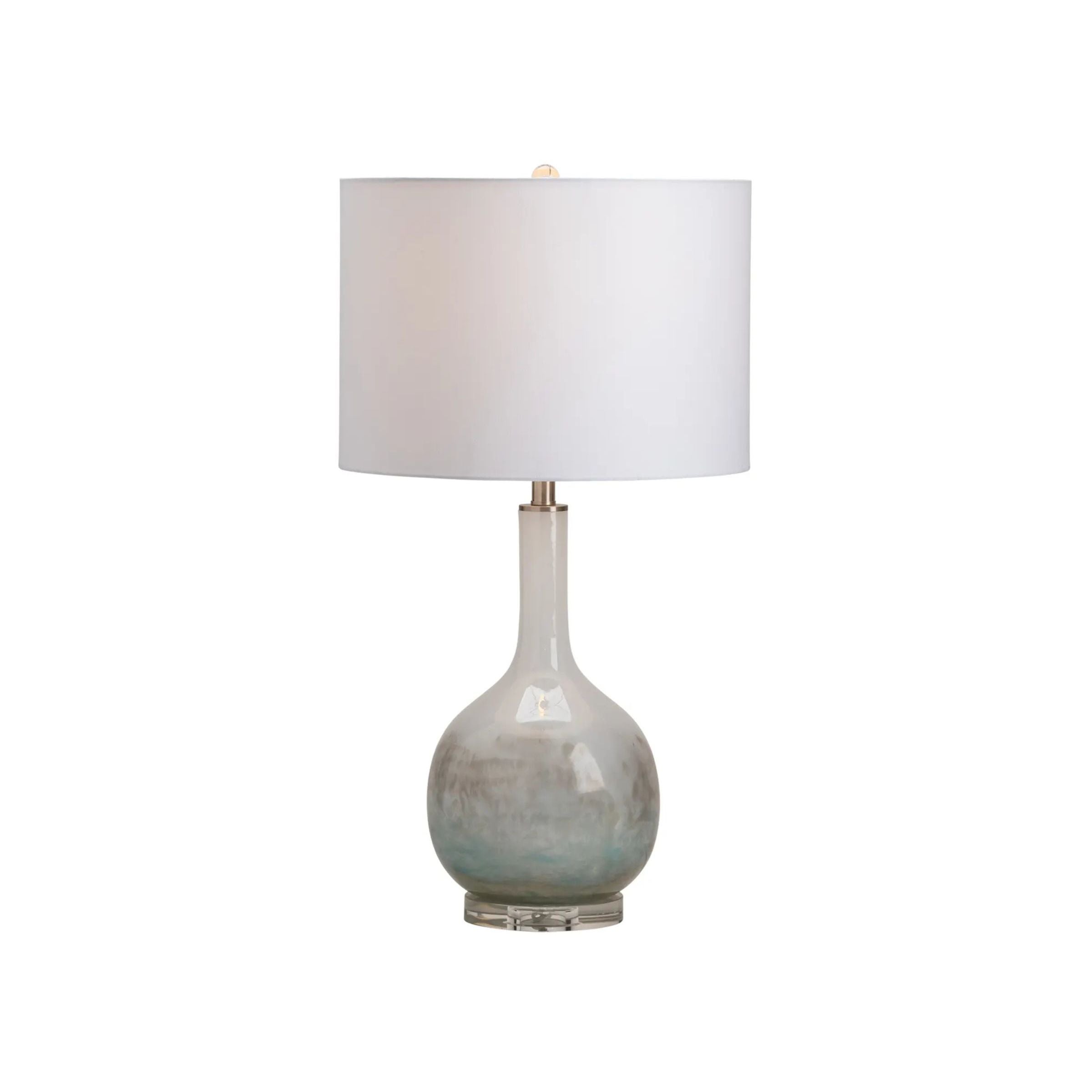 Grey and White Iridescent Glass Table Lamp 31"H