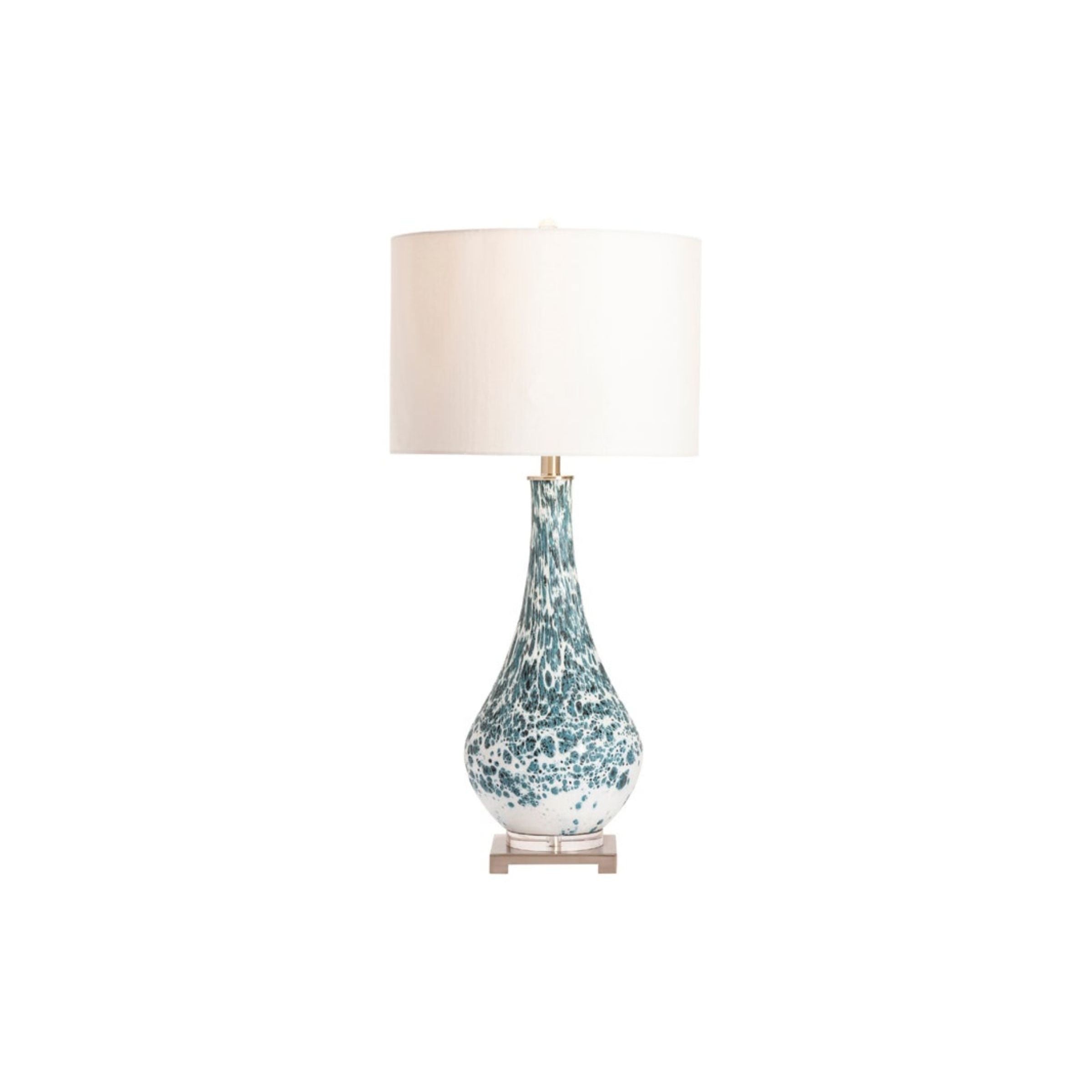 Blue and White Glass Table Lamp 31.5"H