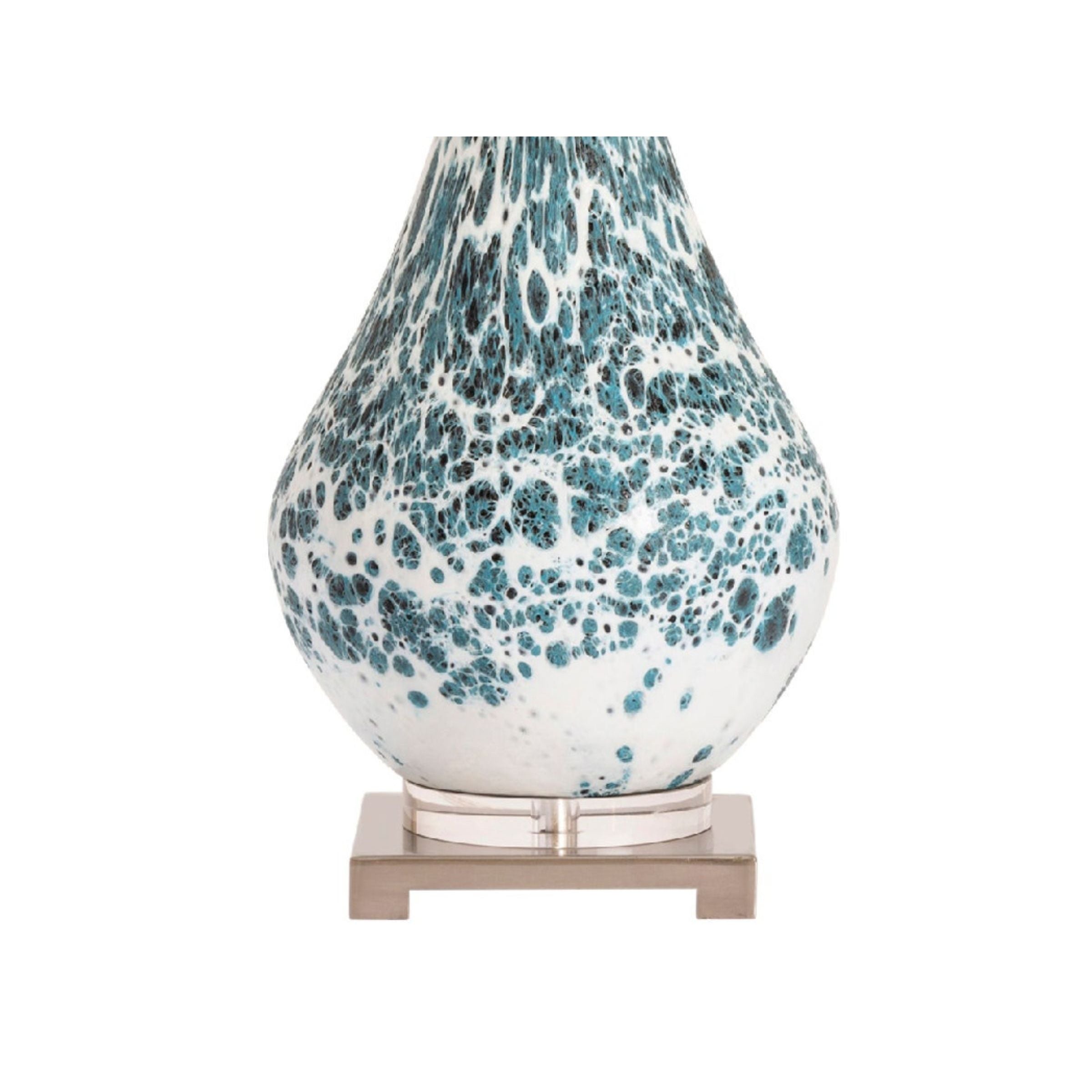 Blue and White Glass Table Lamp 31.5"H