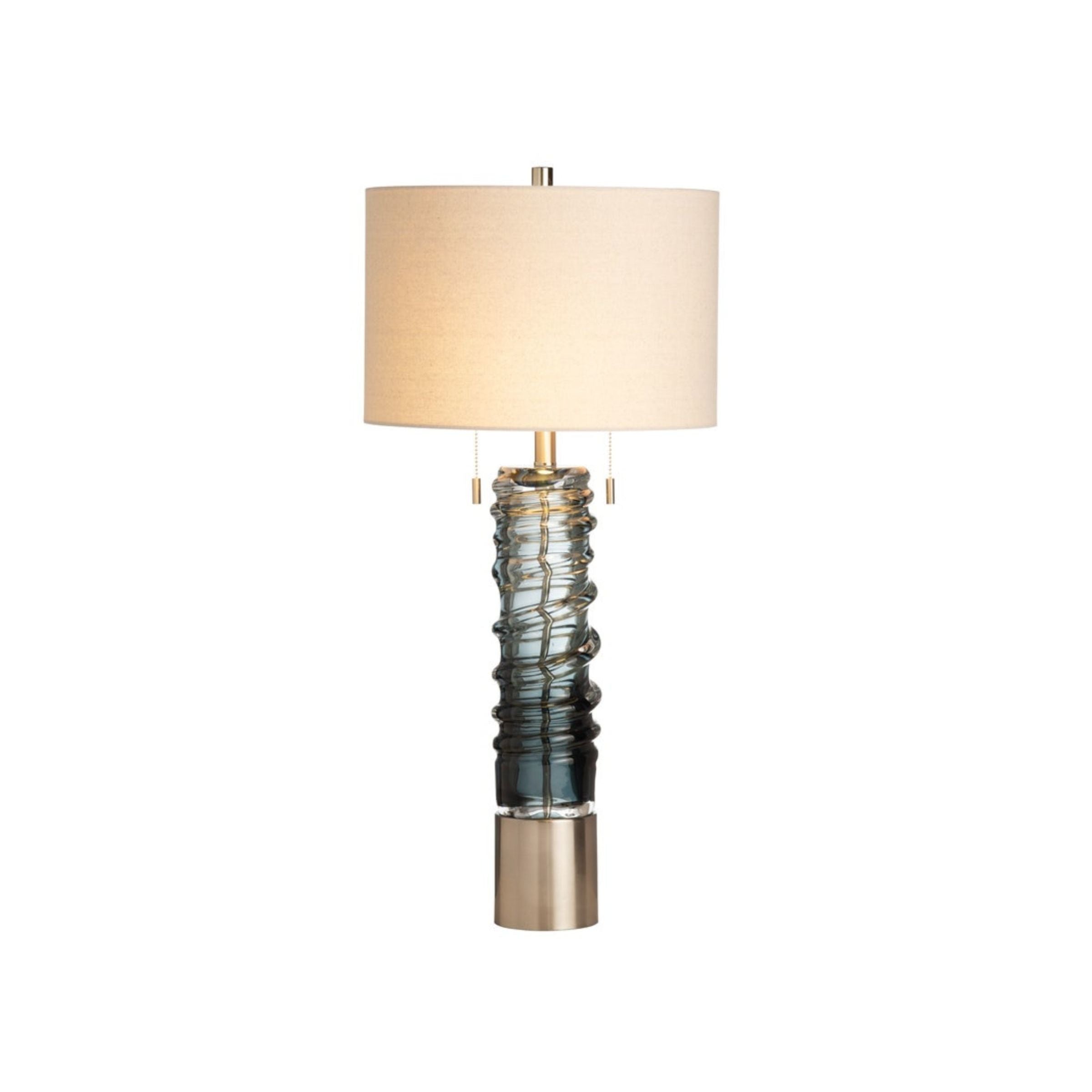 Blue Hand Blown Art Glass Table Lamp 34.25"H