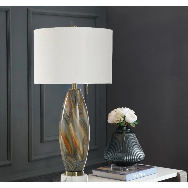 Grey Multi Art Glass Table Lamp 33"H