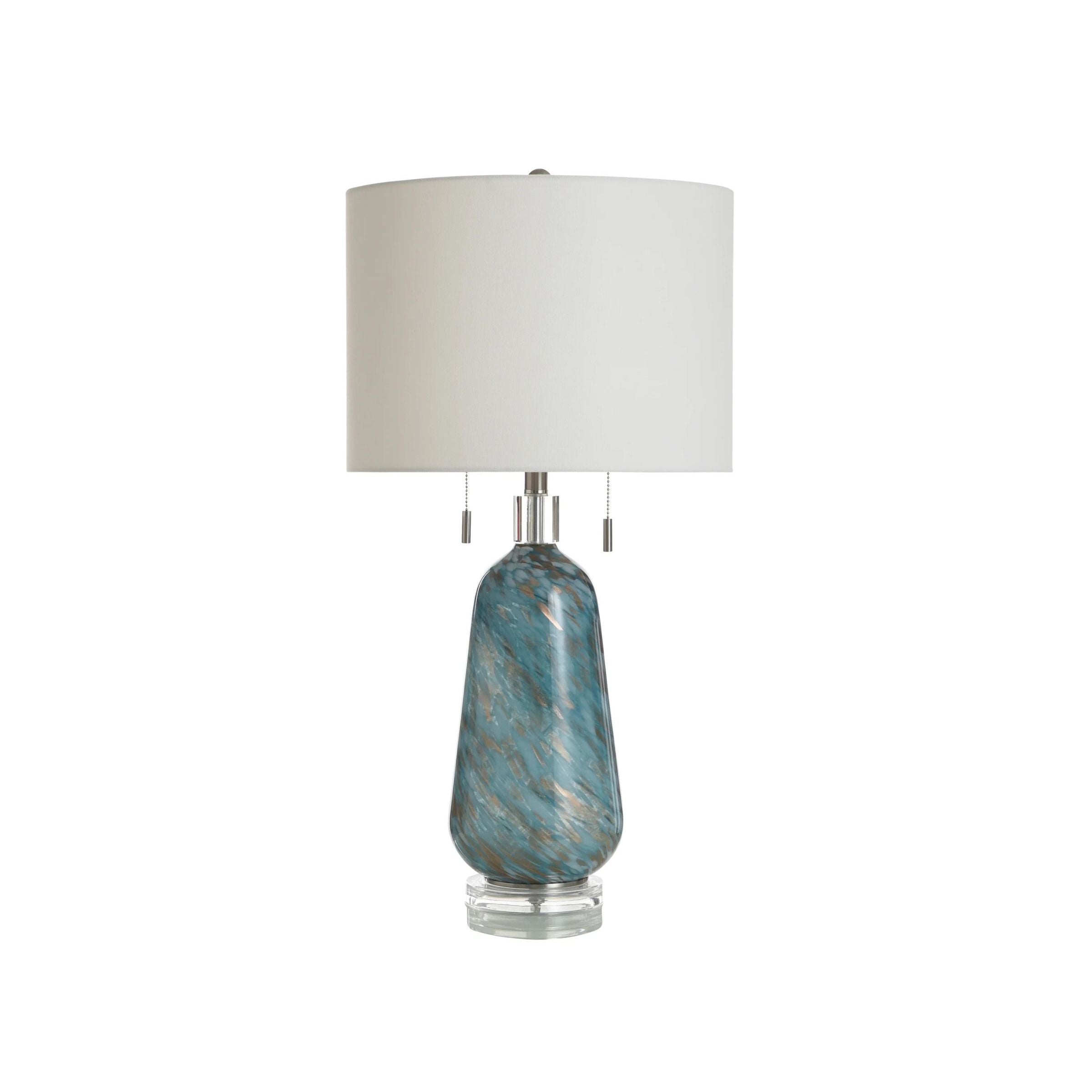 Blue and Gold Art Glass Table Lamp 31"H