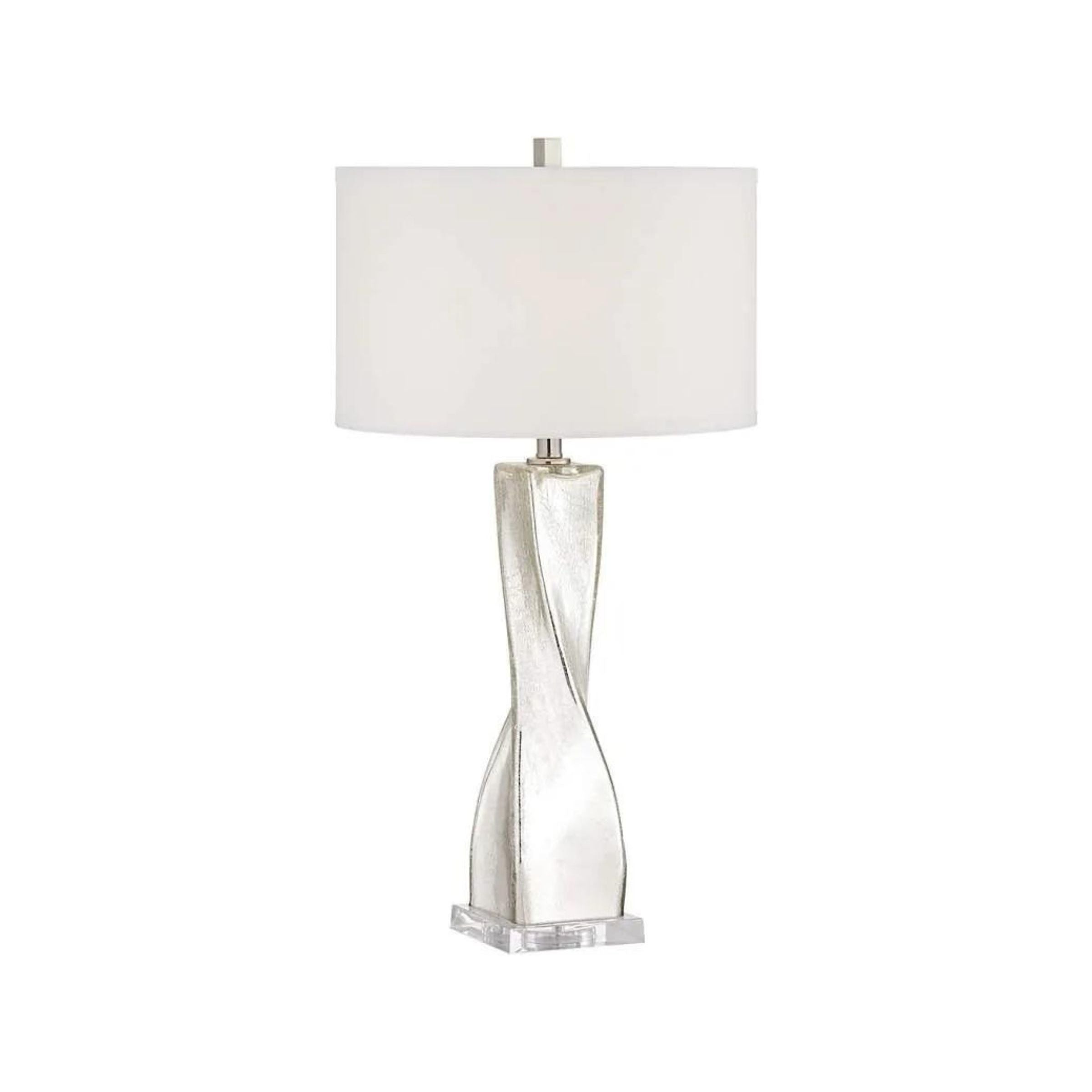 Silver Twist Mercury Glass Table Lamp 32"H