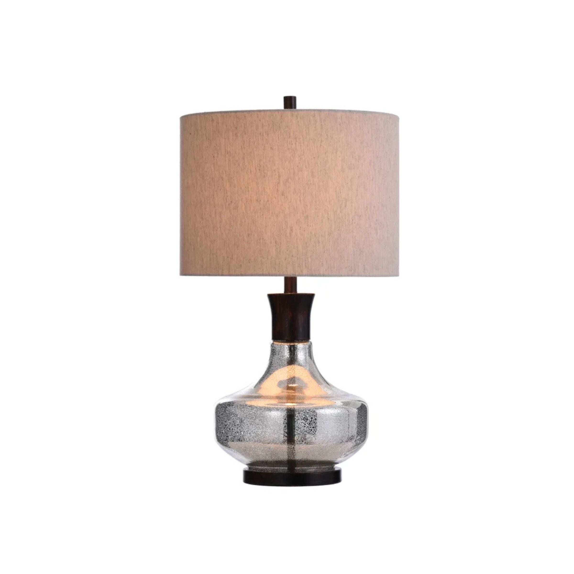 Mercury Glass and Metal Table Lamp 29"H