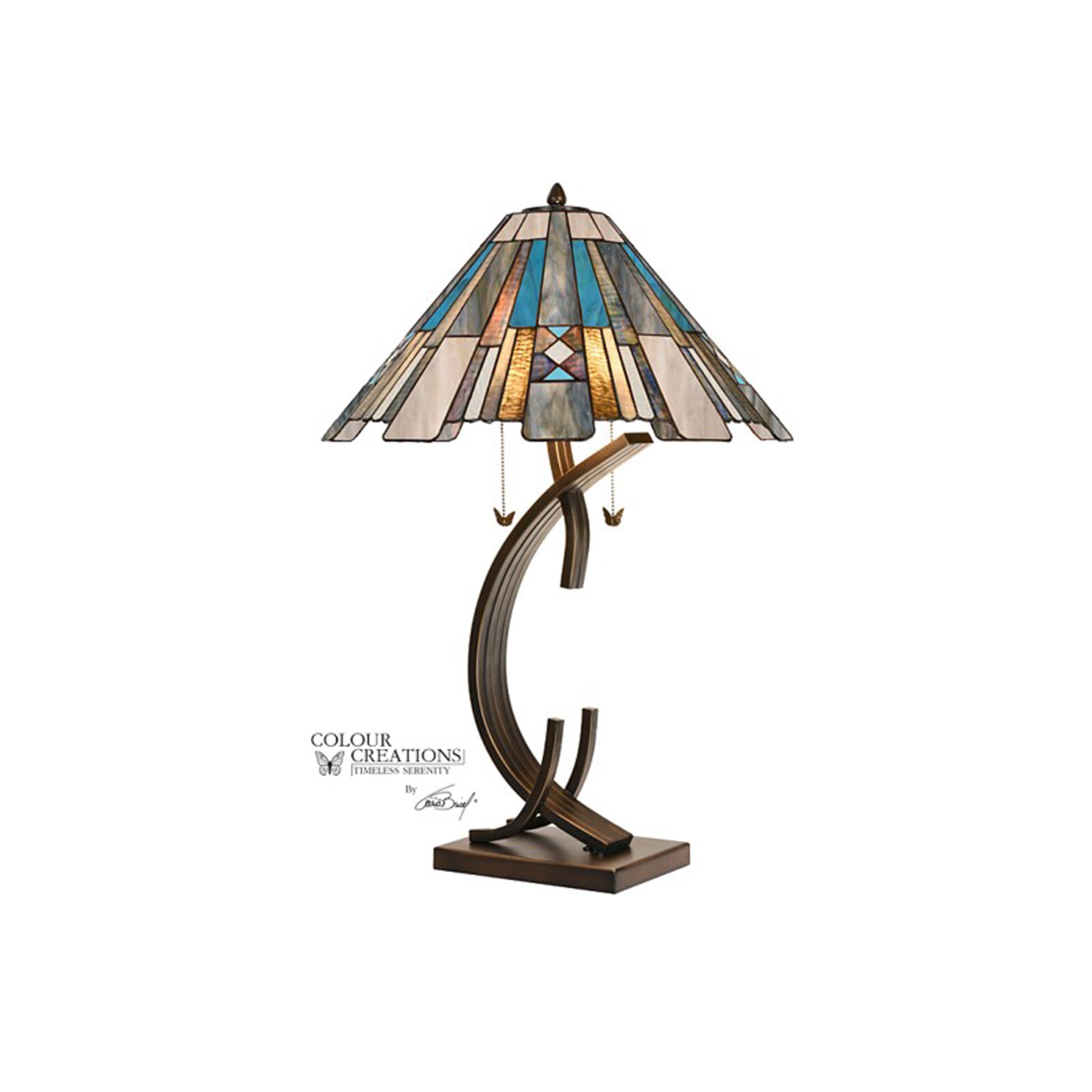 Tahitia Teal and Grey Tiffany-Style Glass Table Lamp 30"H