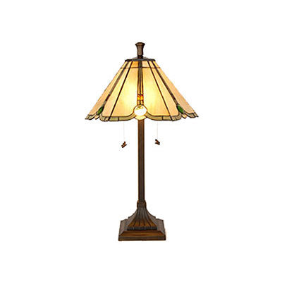 Simon Green and Amber Tiffany-Style Glass Table Lamp 26"H