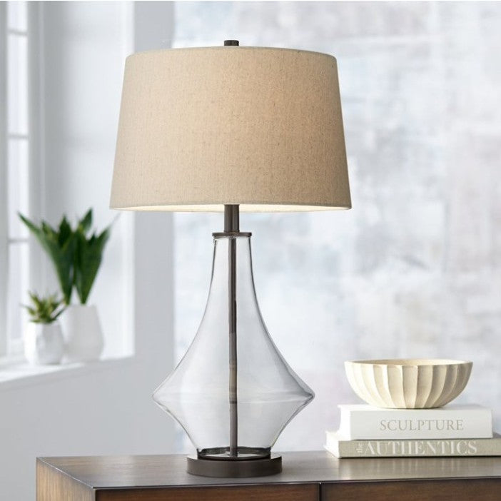 Clear Glass Table Lamp 28"H