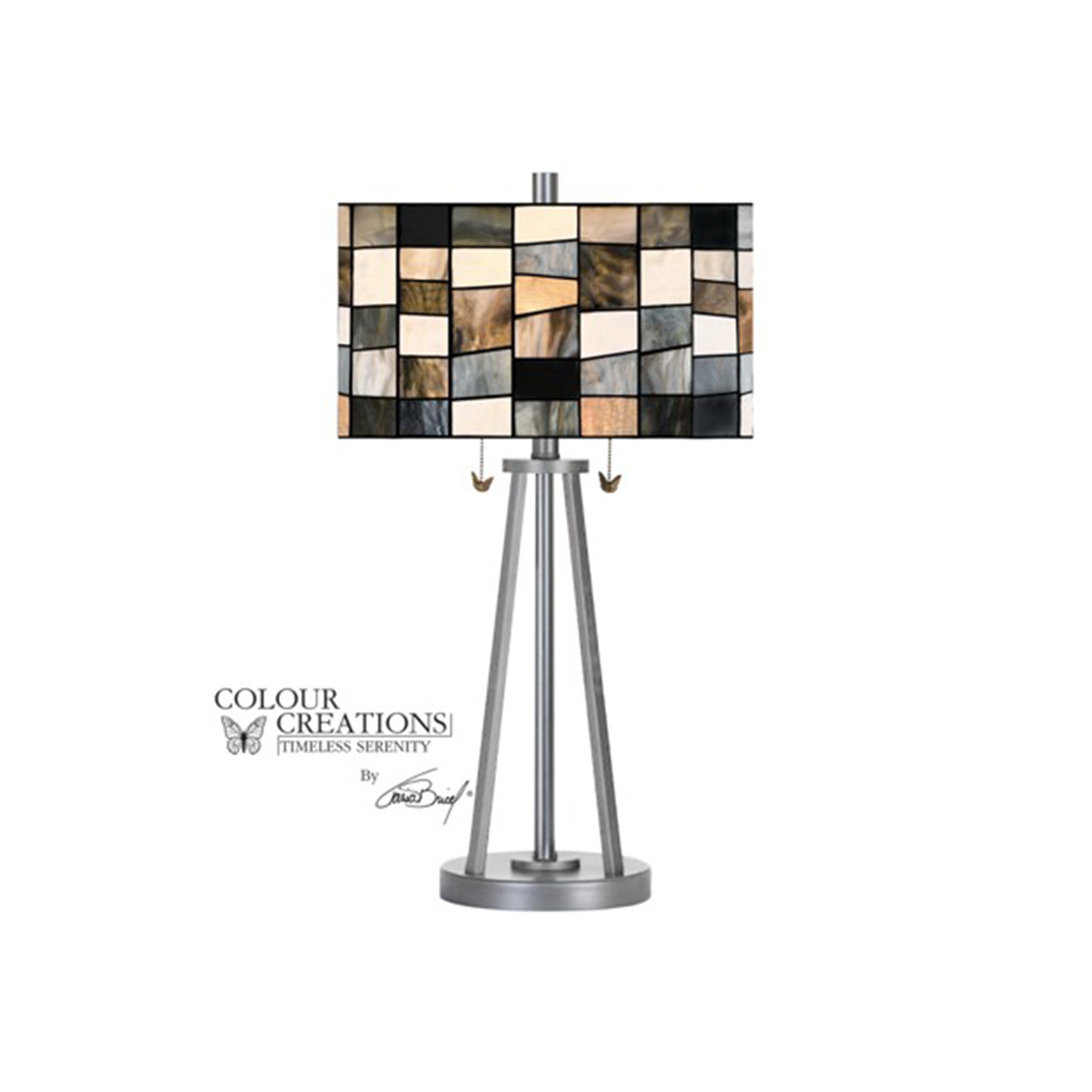 Greys Drum Tiffany-Style Glass Table Lamp 29.75"H