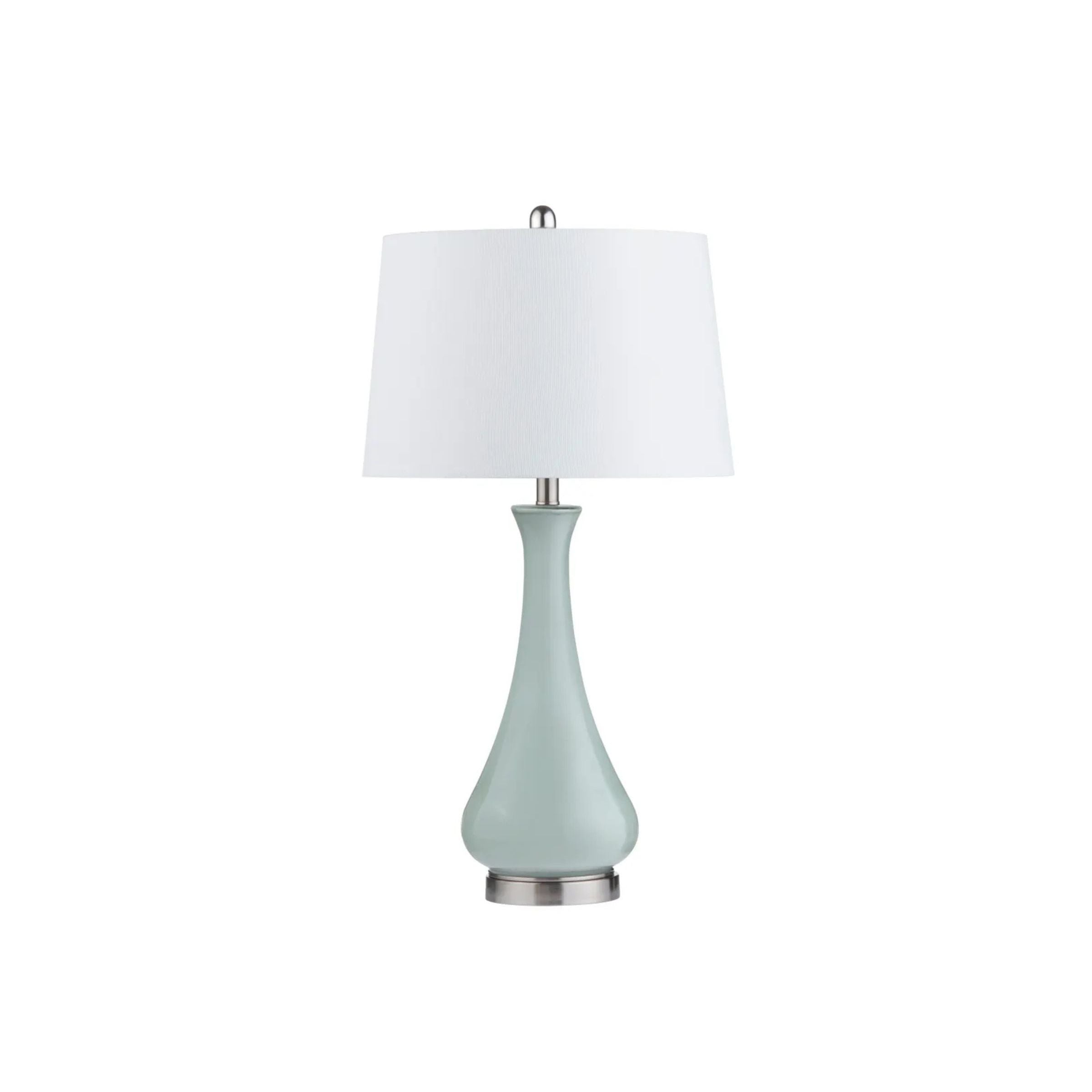Light Blue Glass Table Lamp 30.25"H