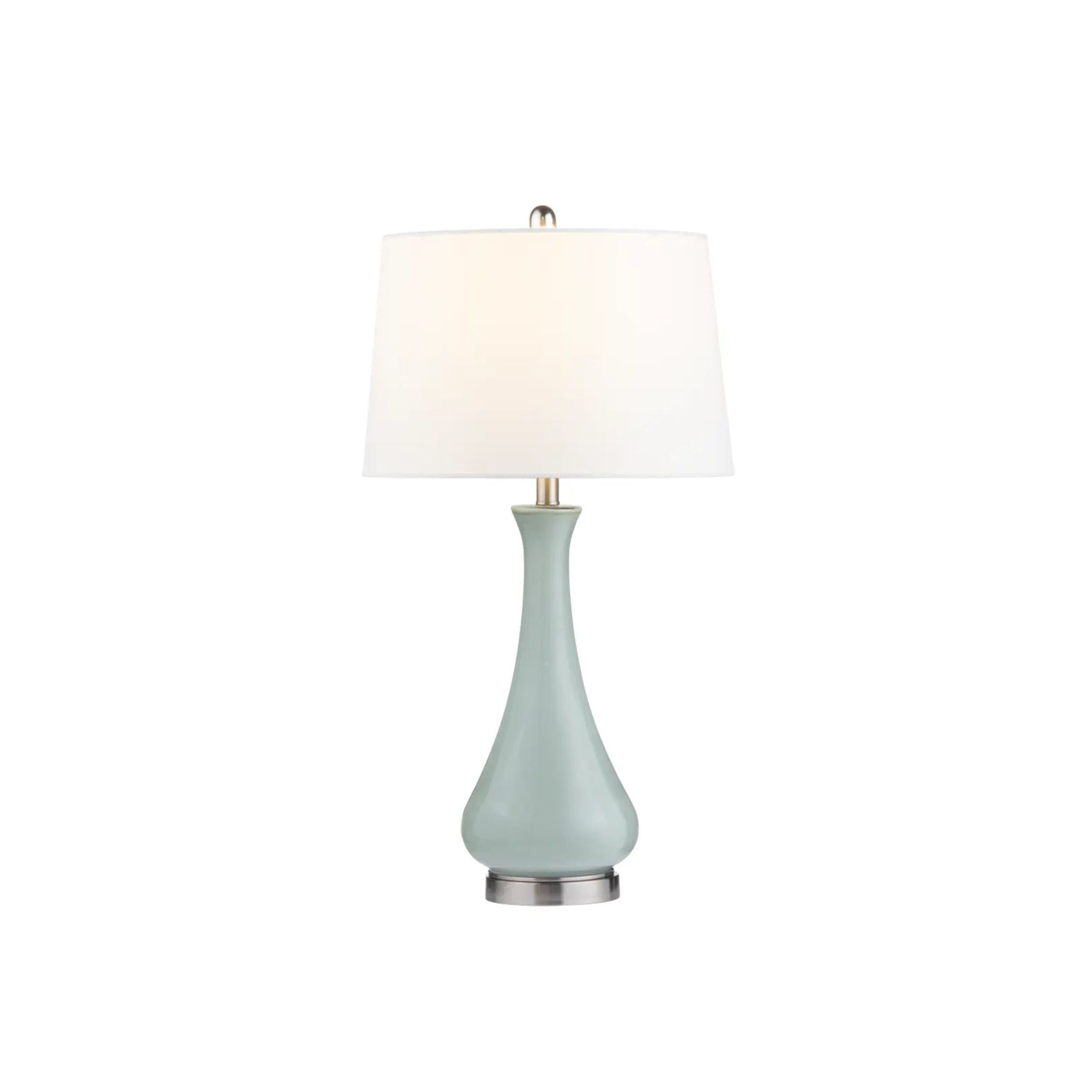 Light Blue Glass Table Lamp 30.25"H