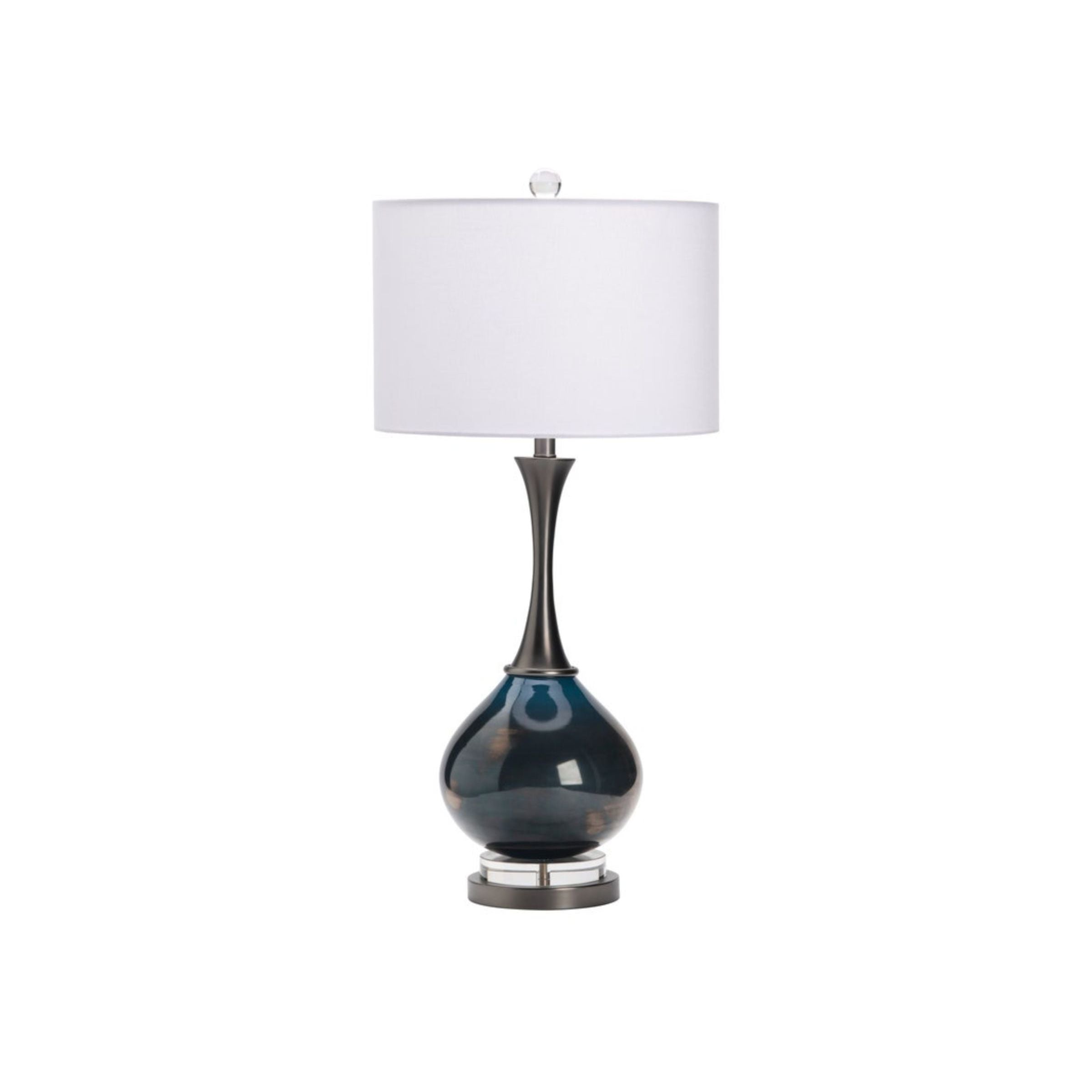Deep Blue Glass Table Lamp 33.5"H