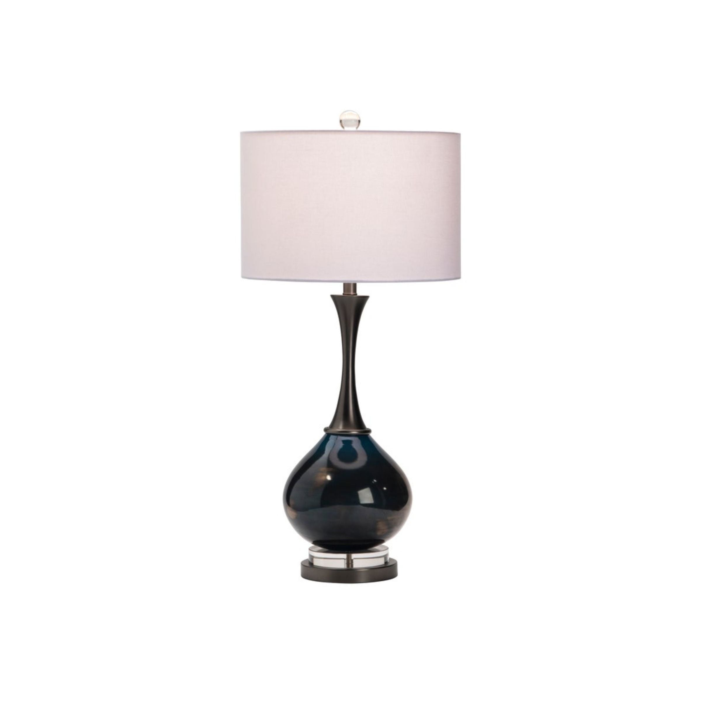 Deep Blue Glass Table Lamp 33.5"H