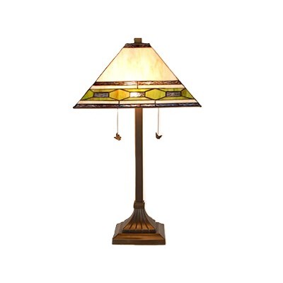 Lance Cream and Green Tiffany-Style Glass Table Lamp 26"H