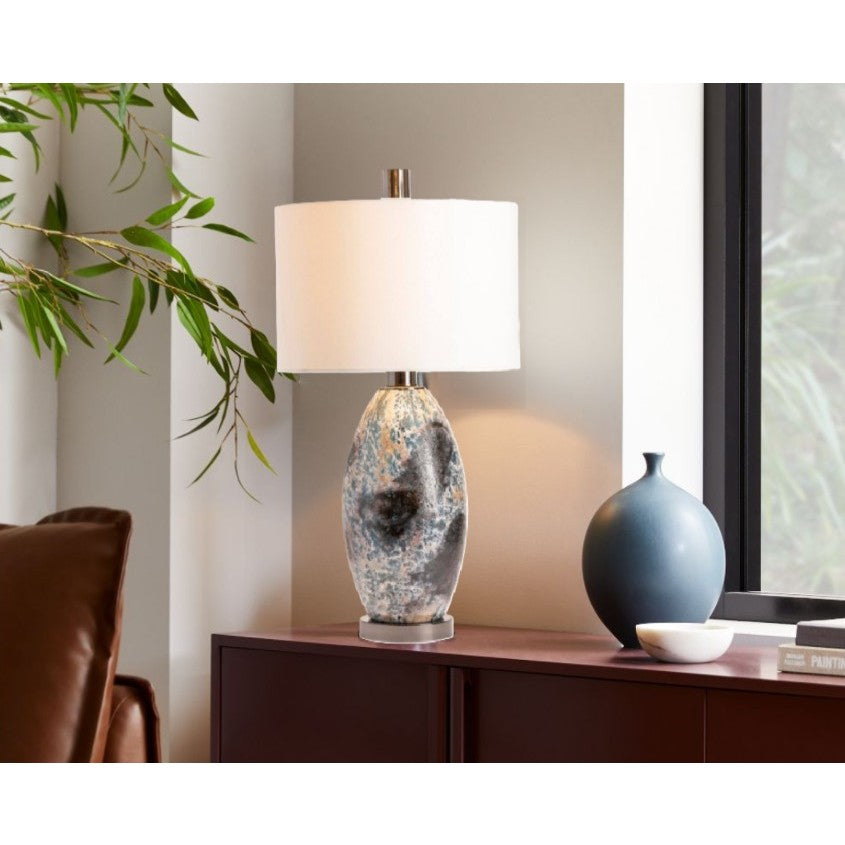 Black and White Reactive Glass Table Lamp 32.5"H