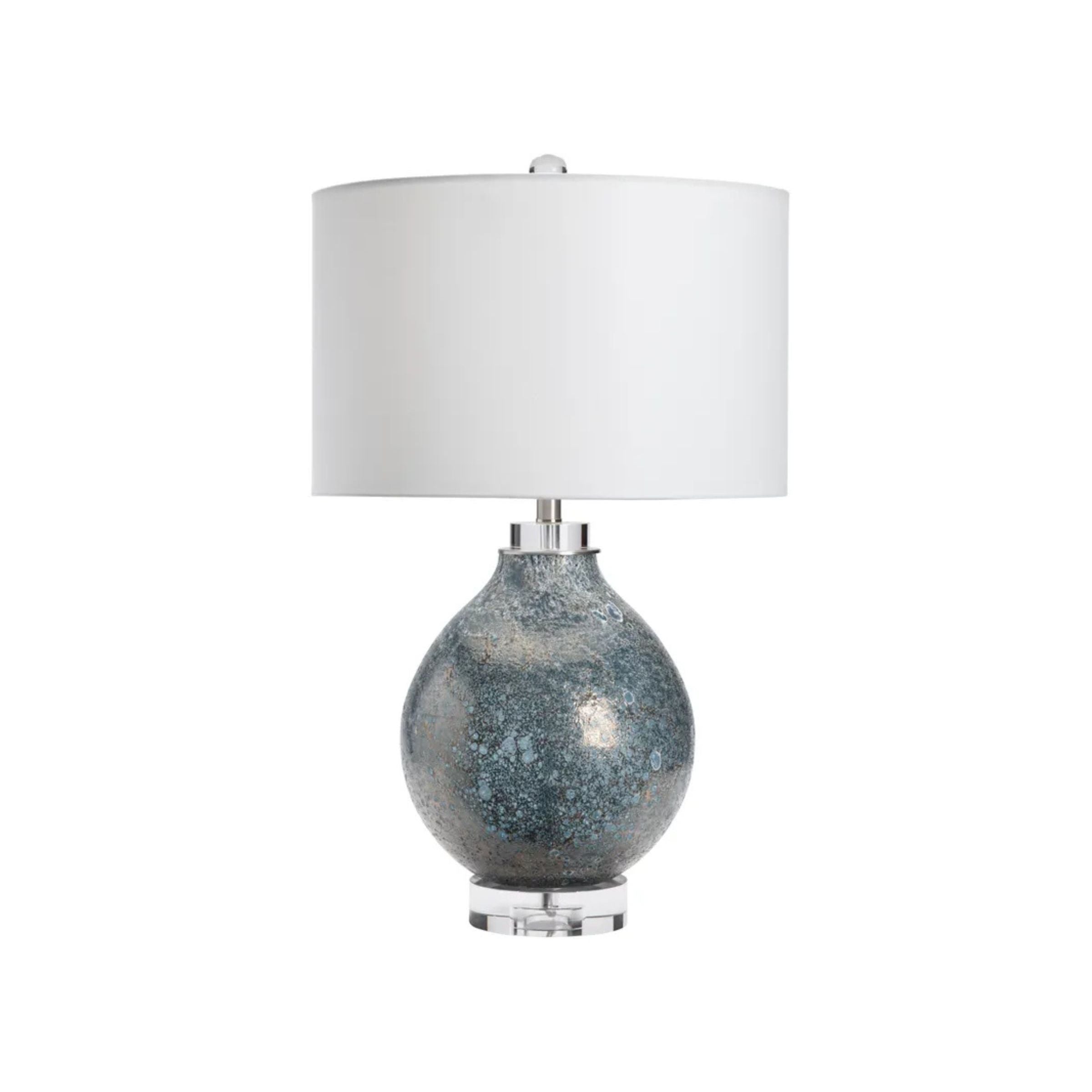 Blue and Silver Glass Table Lamp 31"H