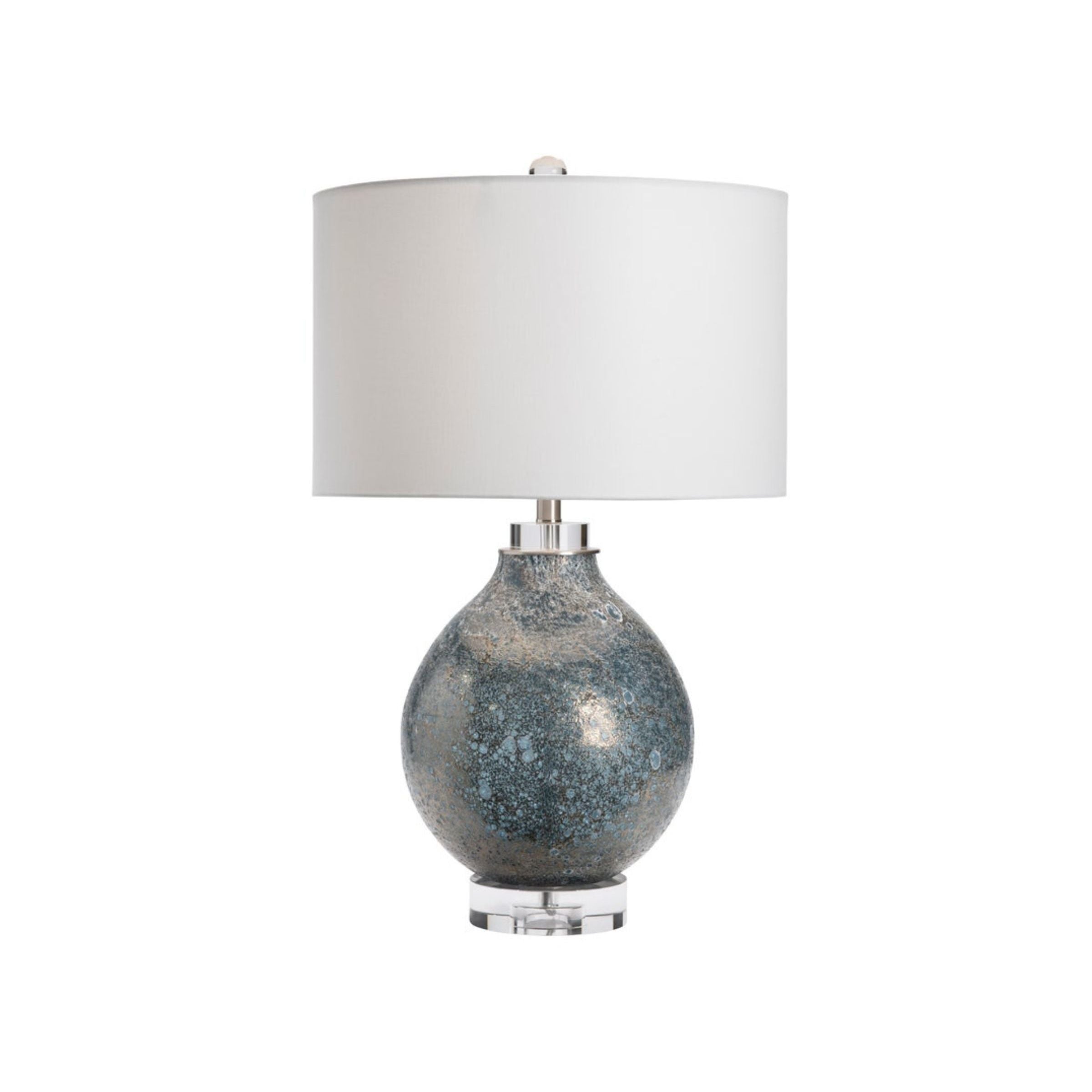 Blue and Silver Glass Table Lamp 31"H
