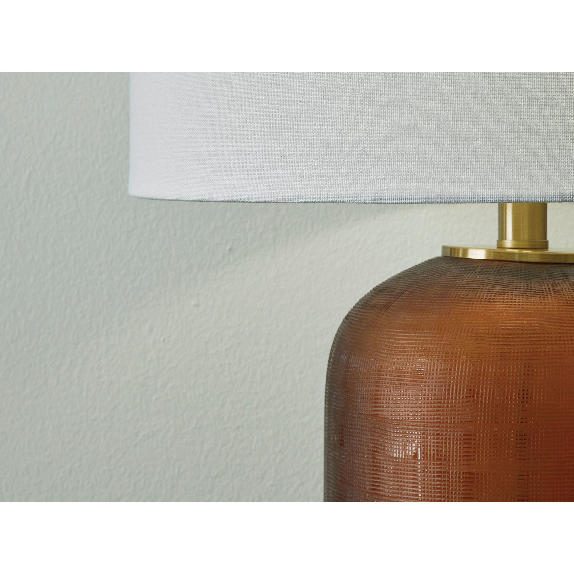 Amber Glass Table Lamp 27"H
