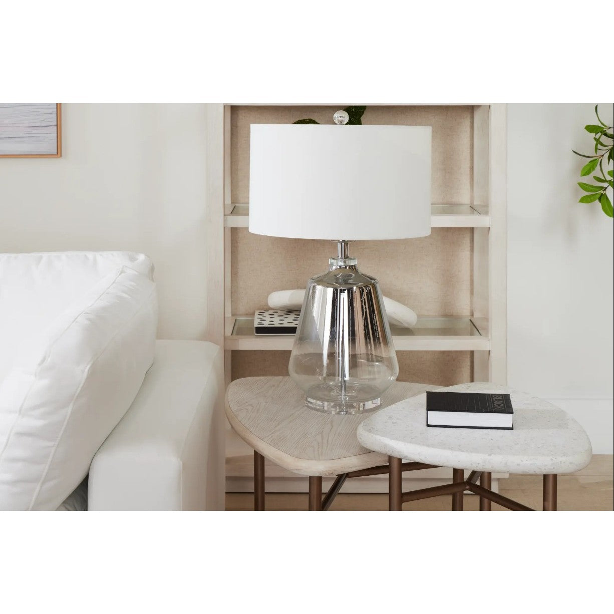 Silver Glass Table Lamp 28"H
