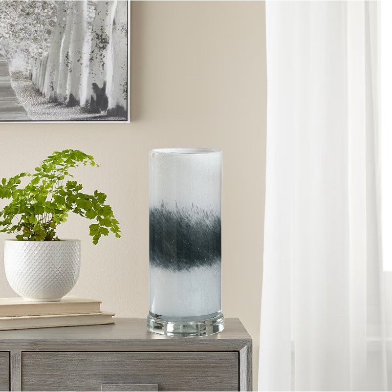 White and Black Glass Uplight Accent Lamp 13"H