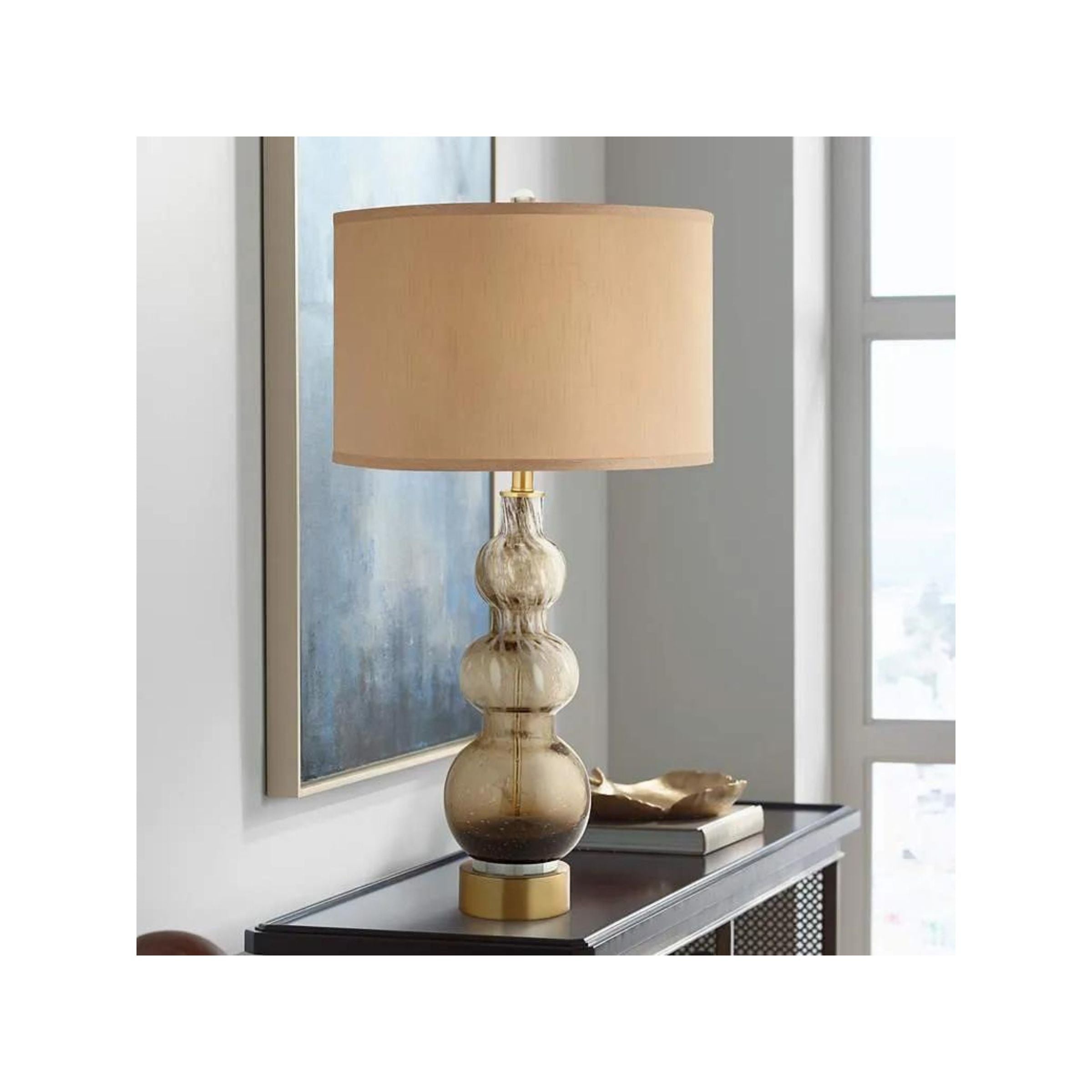 Sepia Art Glass Table Lamp 32.5"H