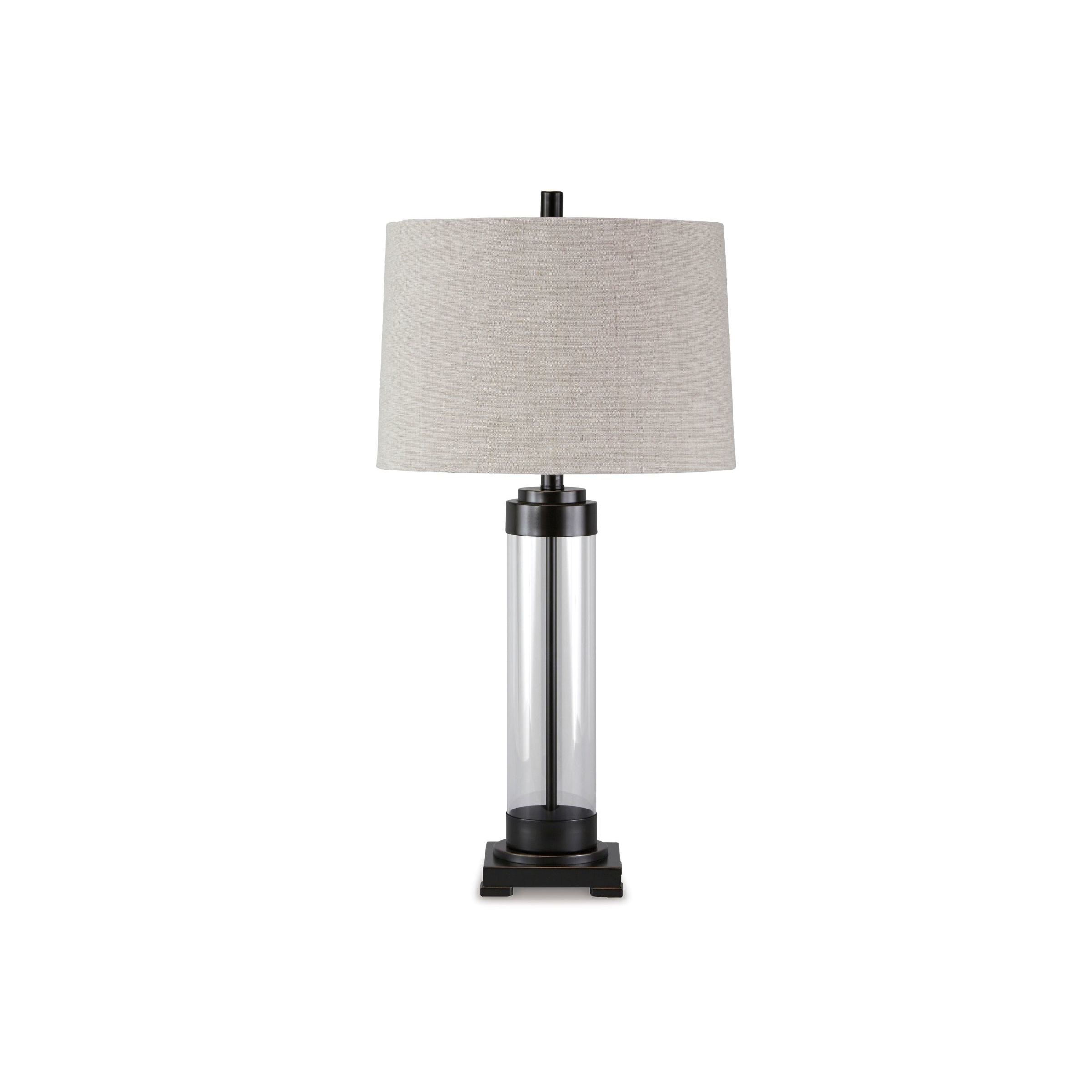 Glass and Bronze Table Lamp 30"H