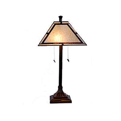 Libby Cream and Amber Tiffany-Style Glass Table Lamp 25.25"H