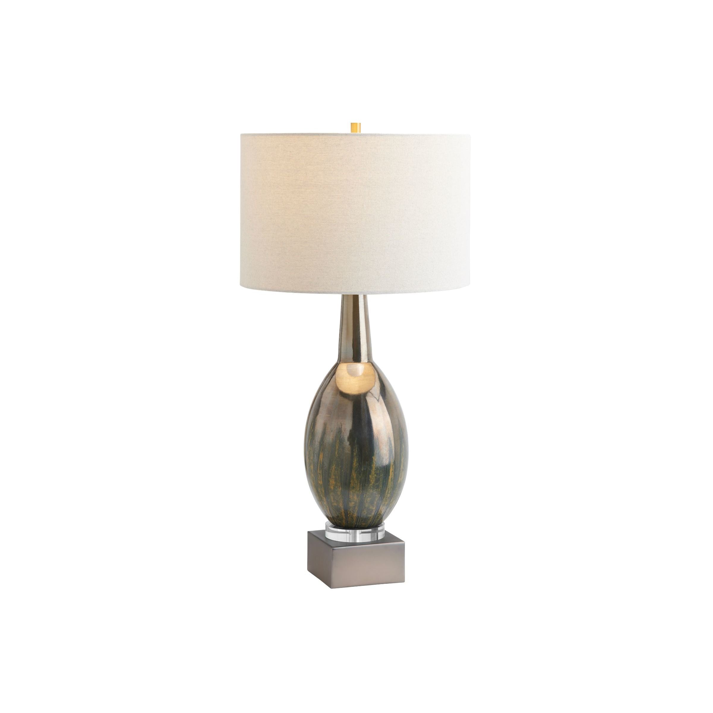 Green and Gunmetal Glass Table Lamp 29"H